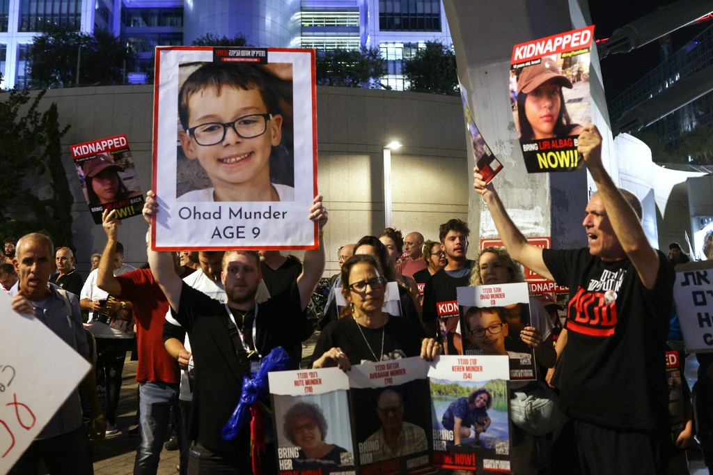 ISRAEL-PALESTINIAN-CONFLICT-HOSTAGES-PROTEST