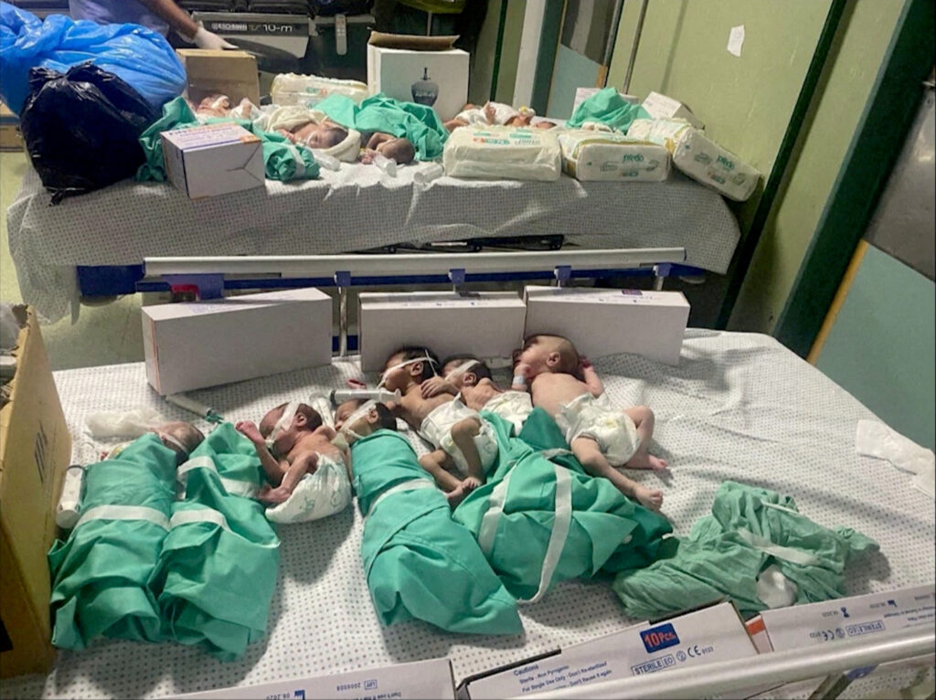 FILE PHOTO: Newborns taken off incubators in Gaza's Al Shifa hospital after power outage