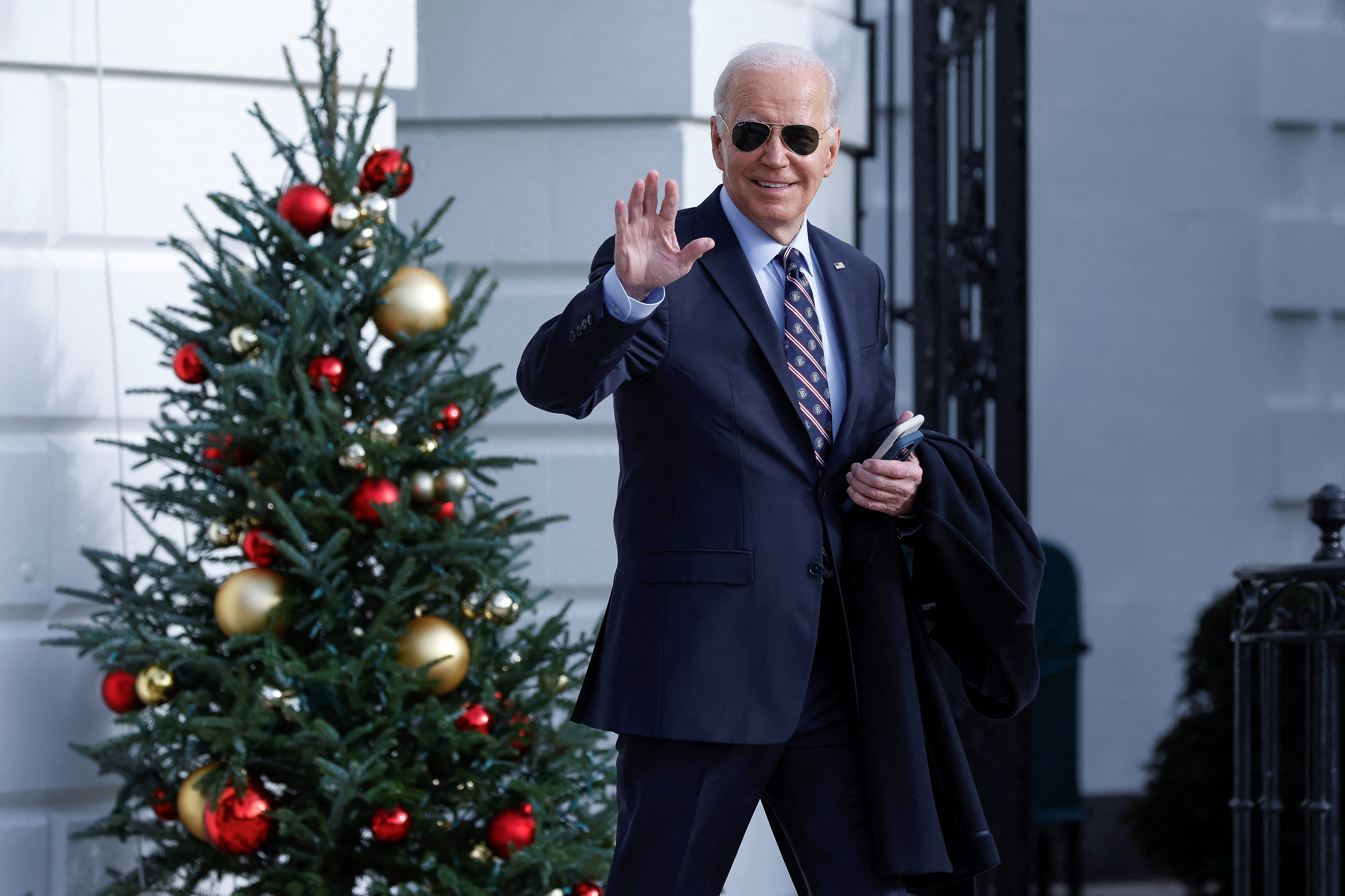 U.S. President Joe Biden departs the White House in Washington