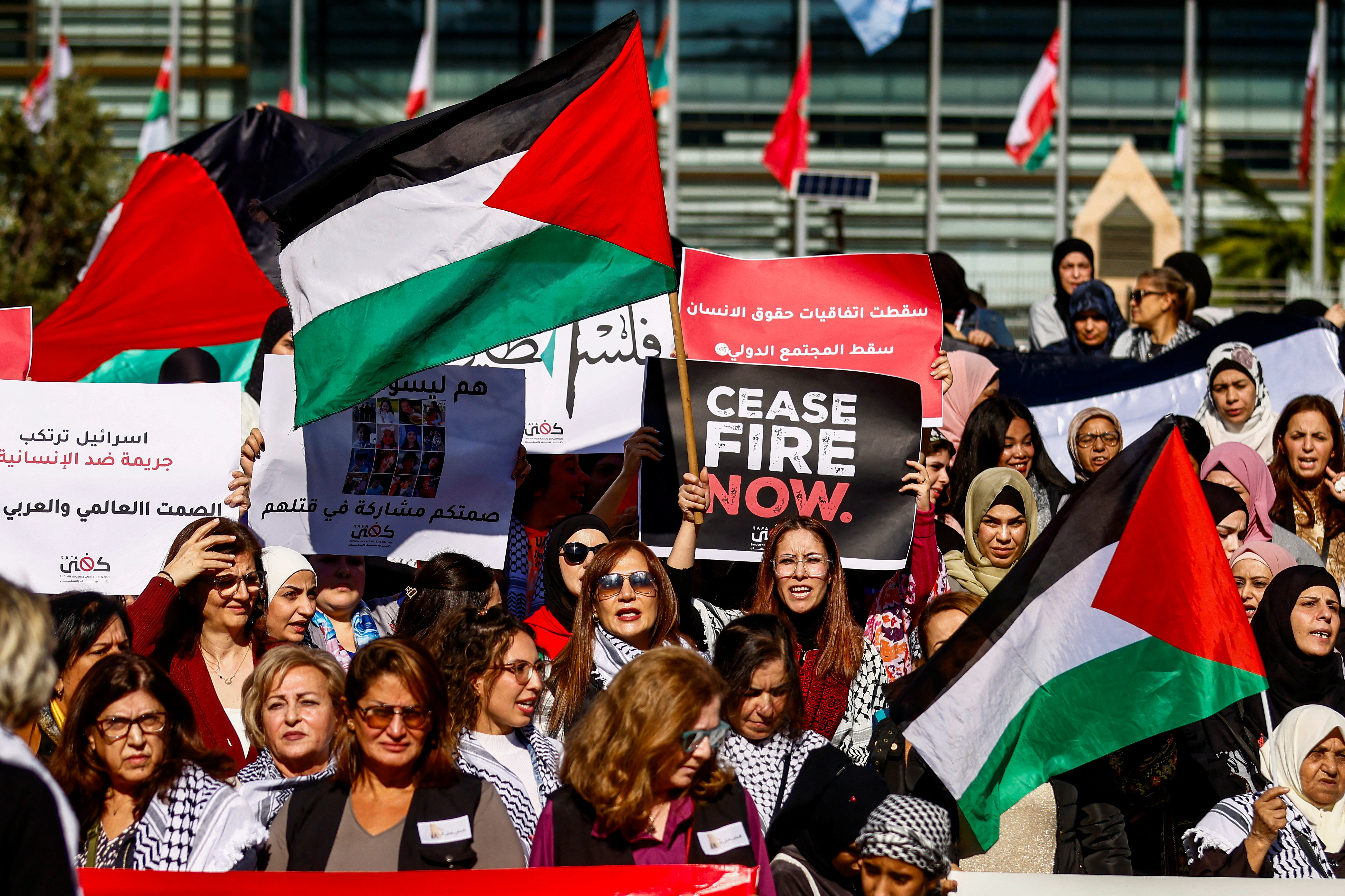 Protest in support of Palestinians in Gaza, as today marks the International Day of Solidarity with the Palestinian People, in Beirut