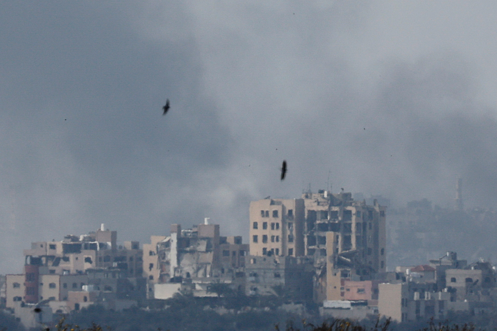 Smoke rises over Gaza, amid the ongoing conflict between Israel and the Palestinian Islamist group Hamas, as seen from southern Israel