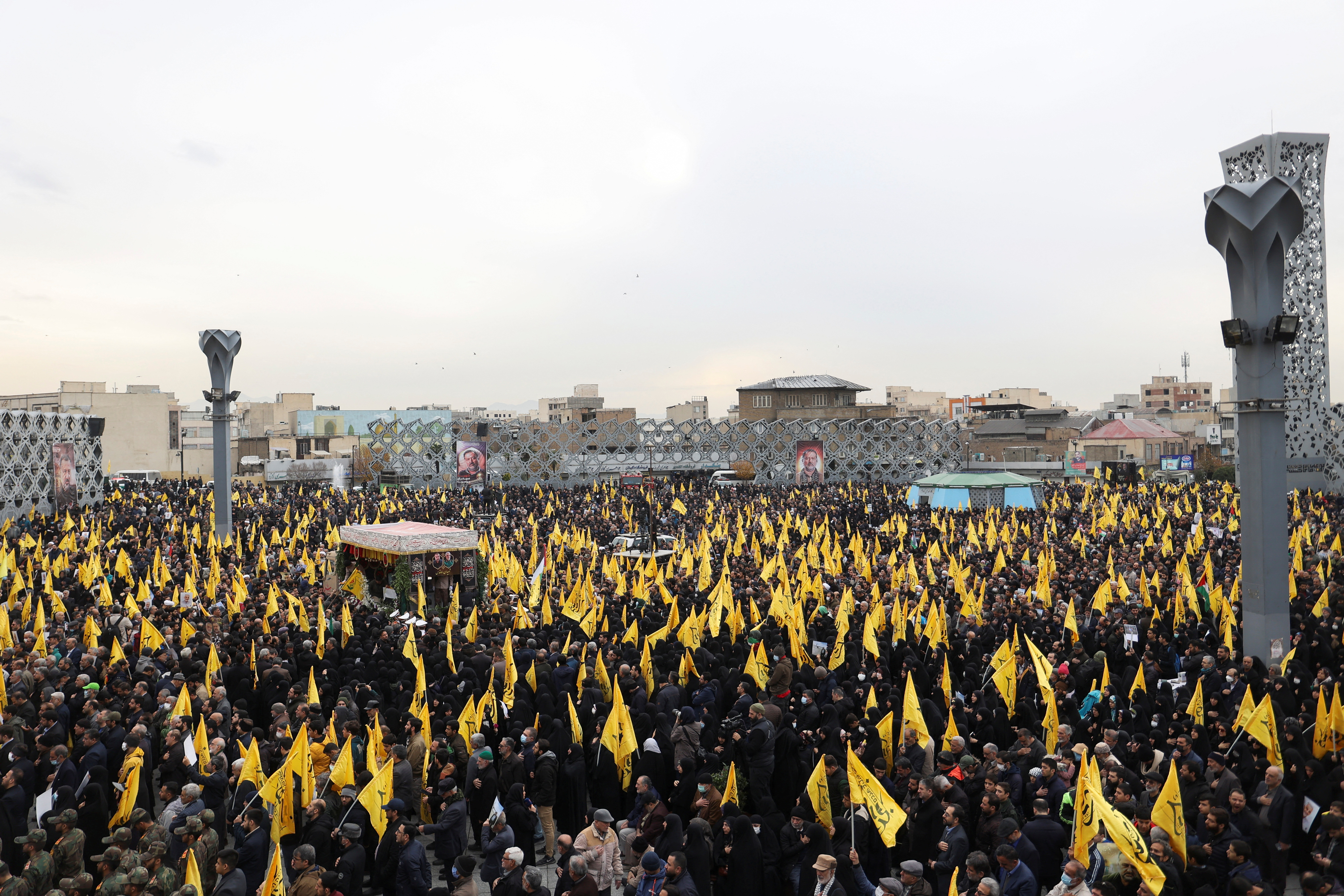 Funeral of senior adviser for Iran's Revolutionary Guards, Sayyed Razi Mousavi, in Tehran