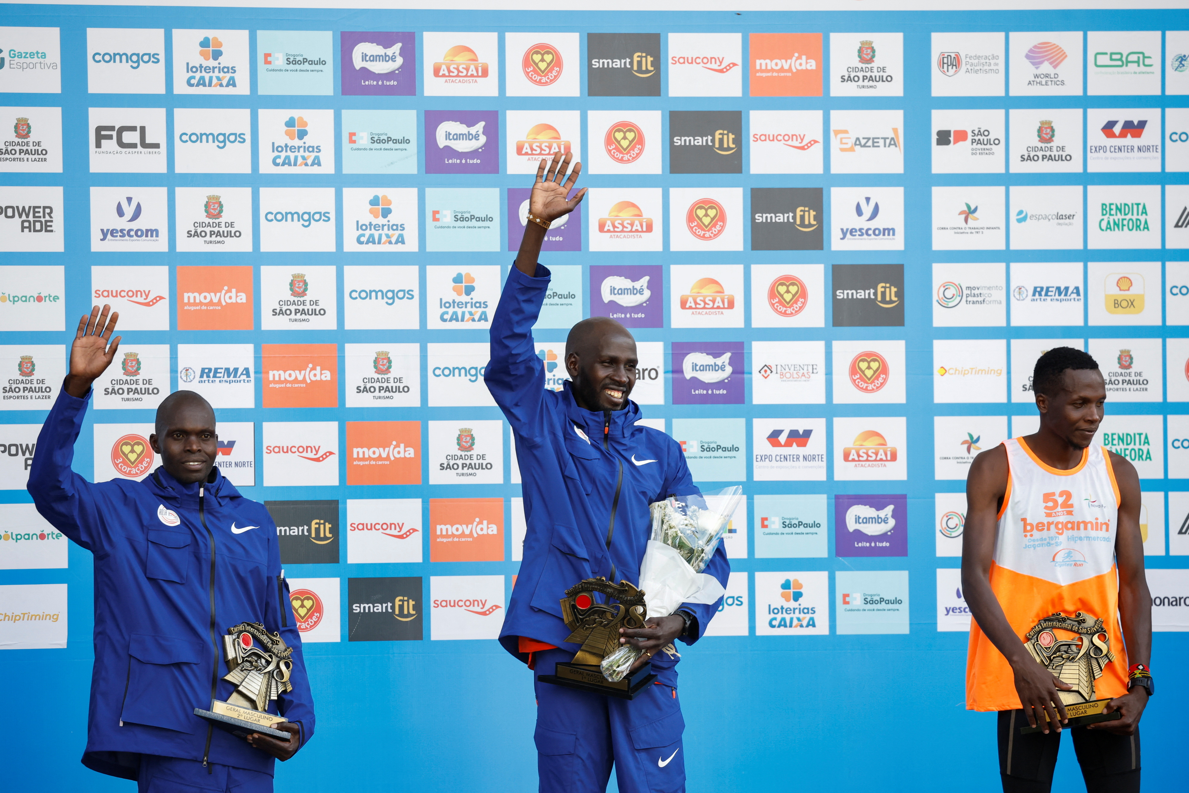 Participants run at the annual "Sao Silvestre Run", an international race through the streets of Sao Paulo