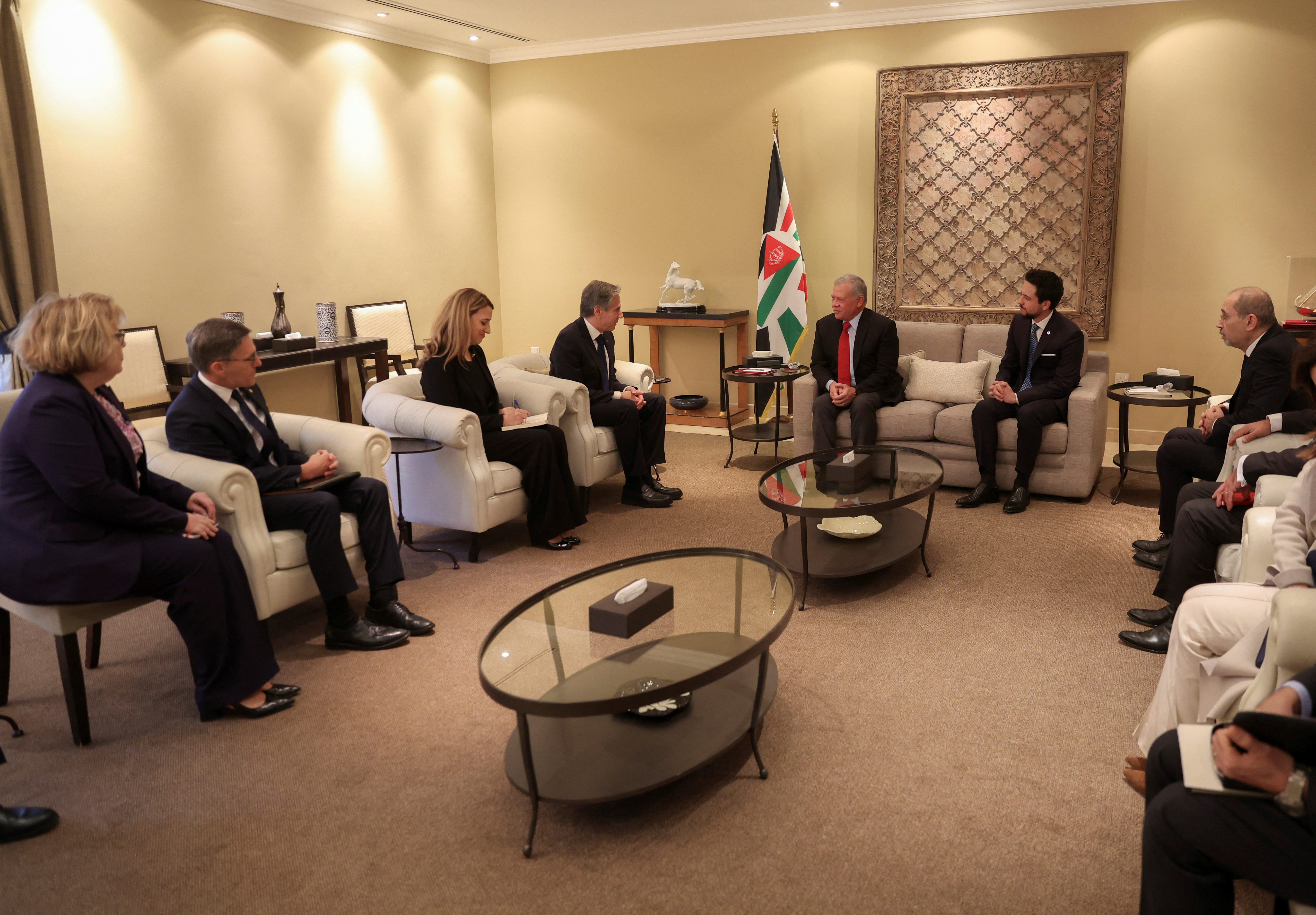 Jordan's King Abdullah II and Crown Prince Hussein meet with U.S. Secretary of State Antony Blinken in Amman