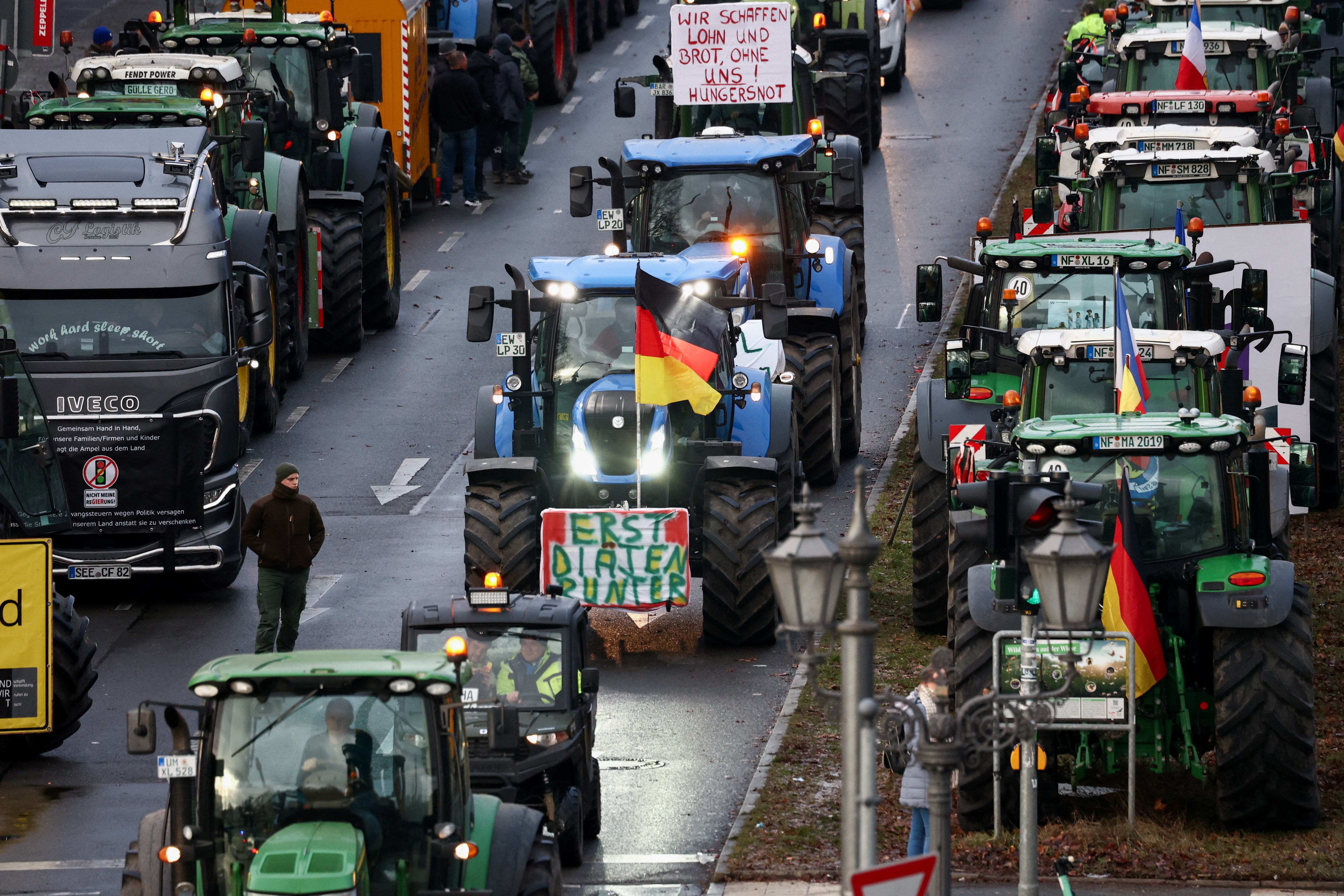 German farmers protest against the cut of vehicle tax subsidies in Berlin