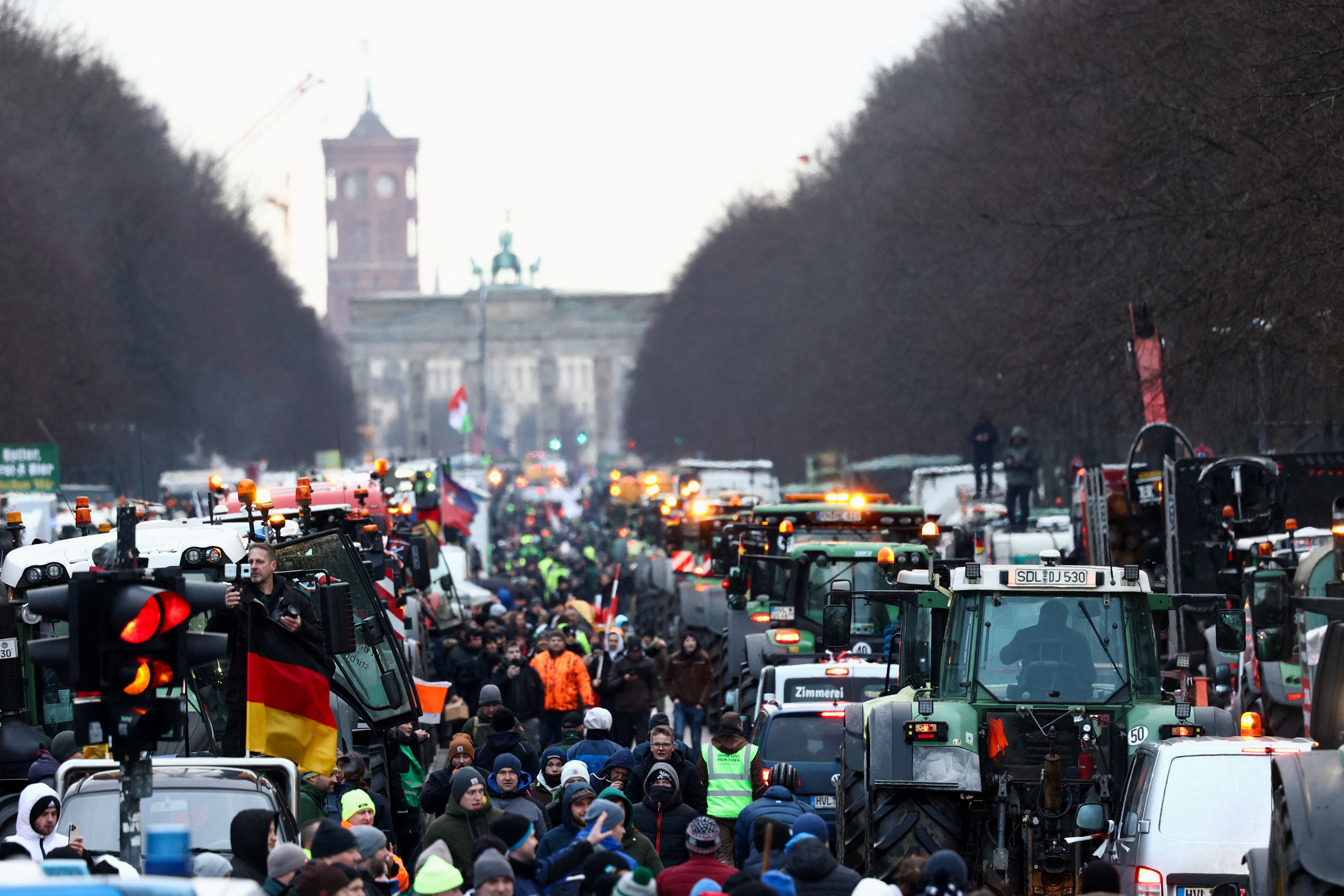 German farmers protest against the cut of vehicle tax subsidies in Berlin