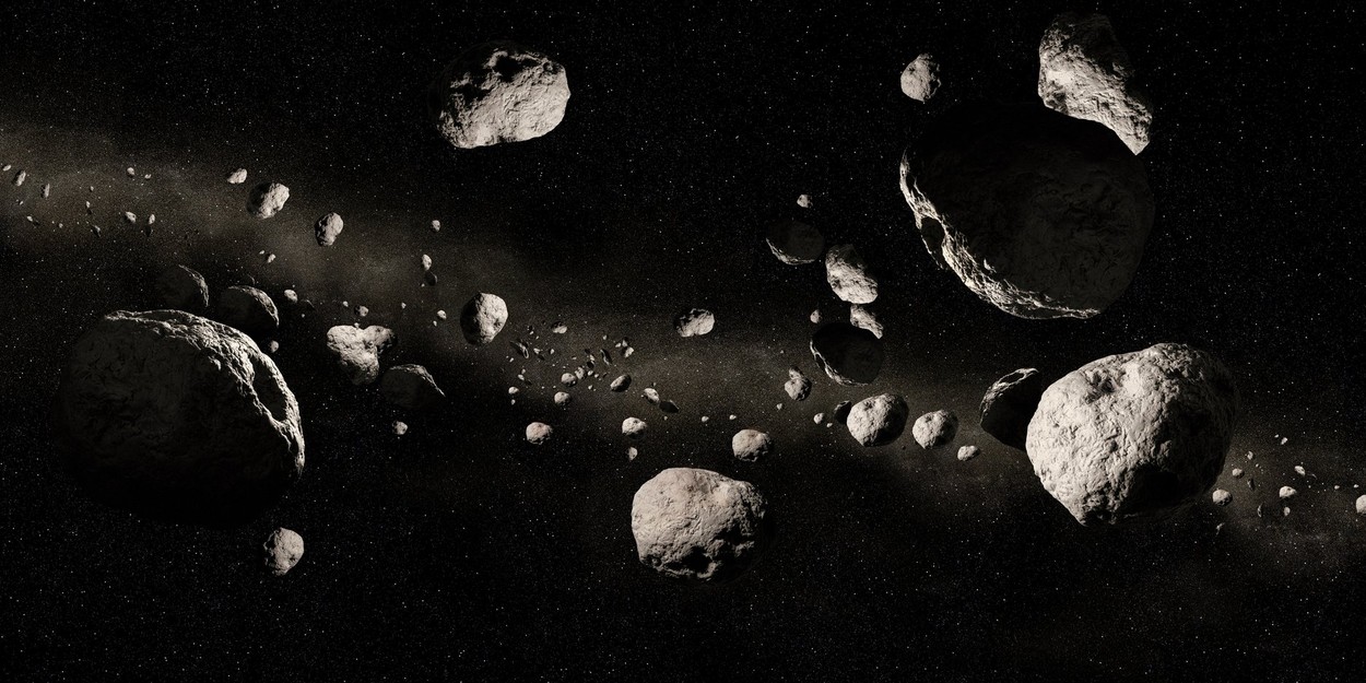 asteroid field in space