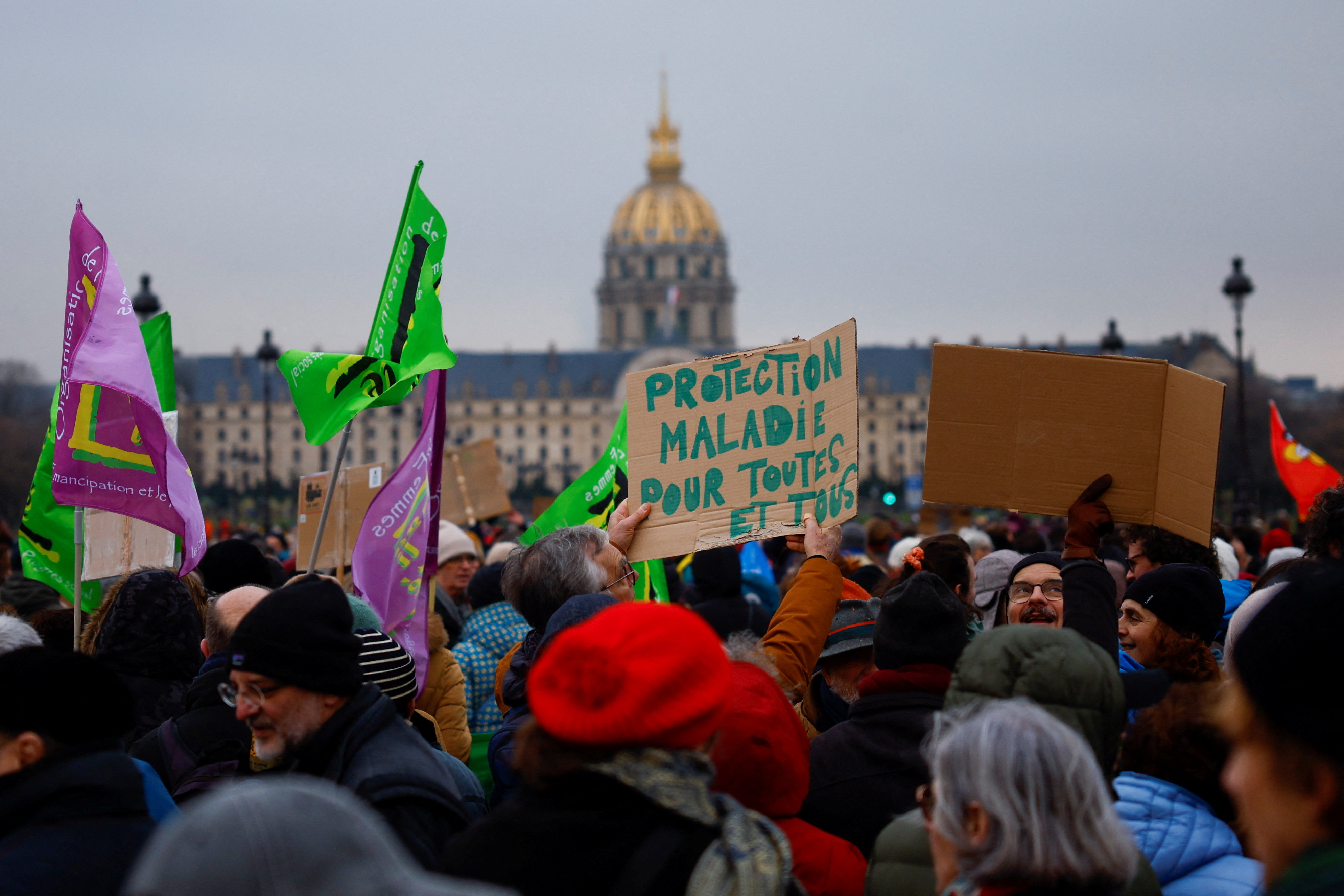 Citizen march against the immigration law, surnamed "Darmanin law", in Paris