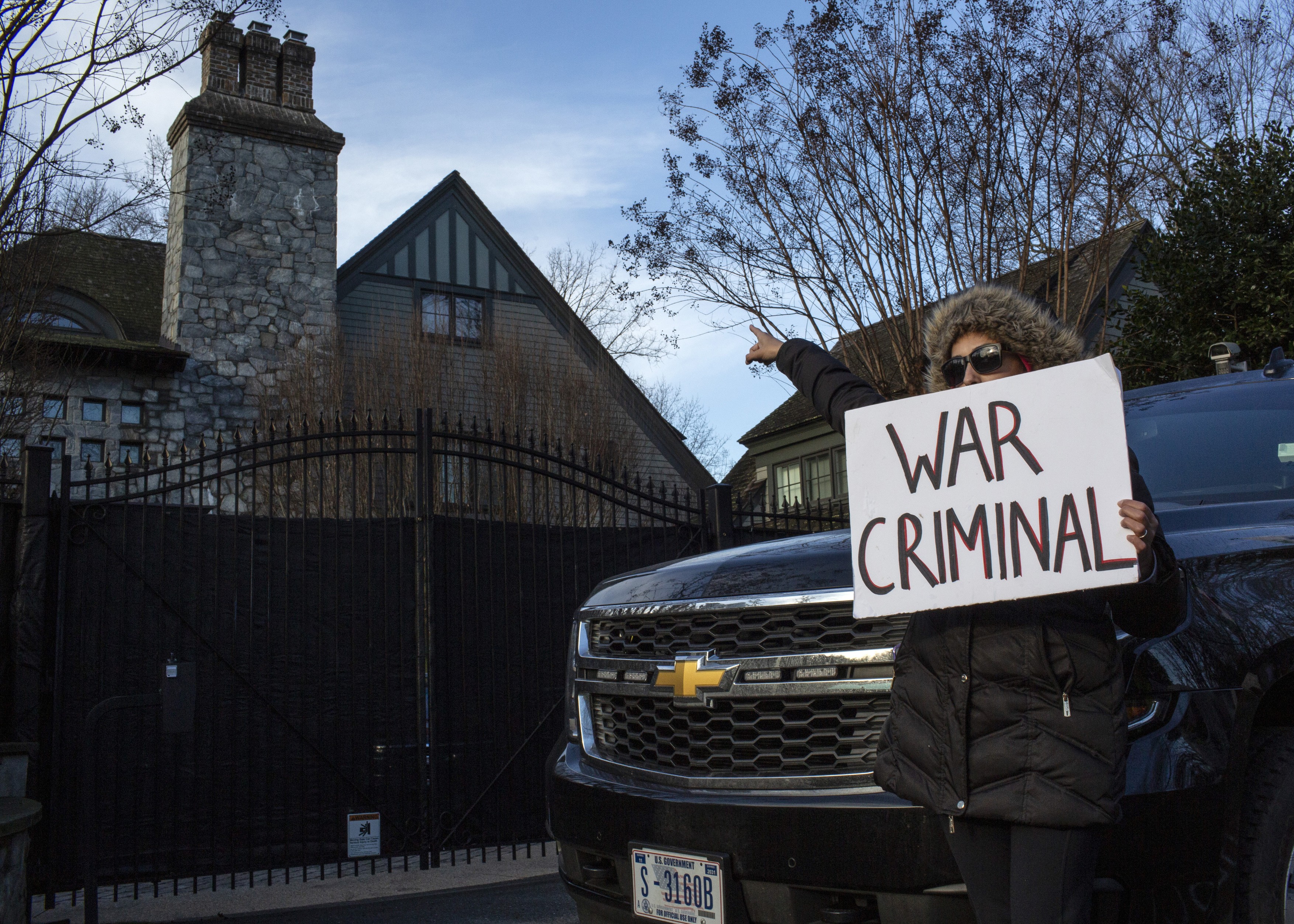 Pro-Palestine activists protest in front of Secretary of State Blinken's house in Virginia