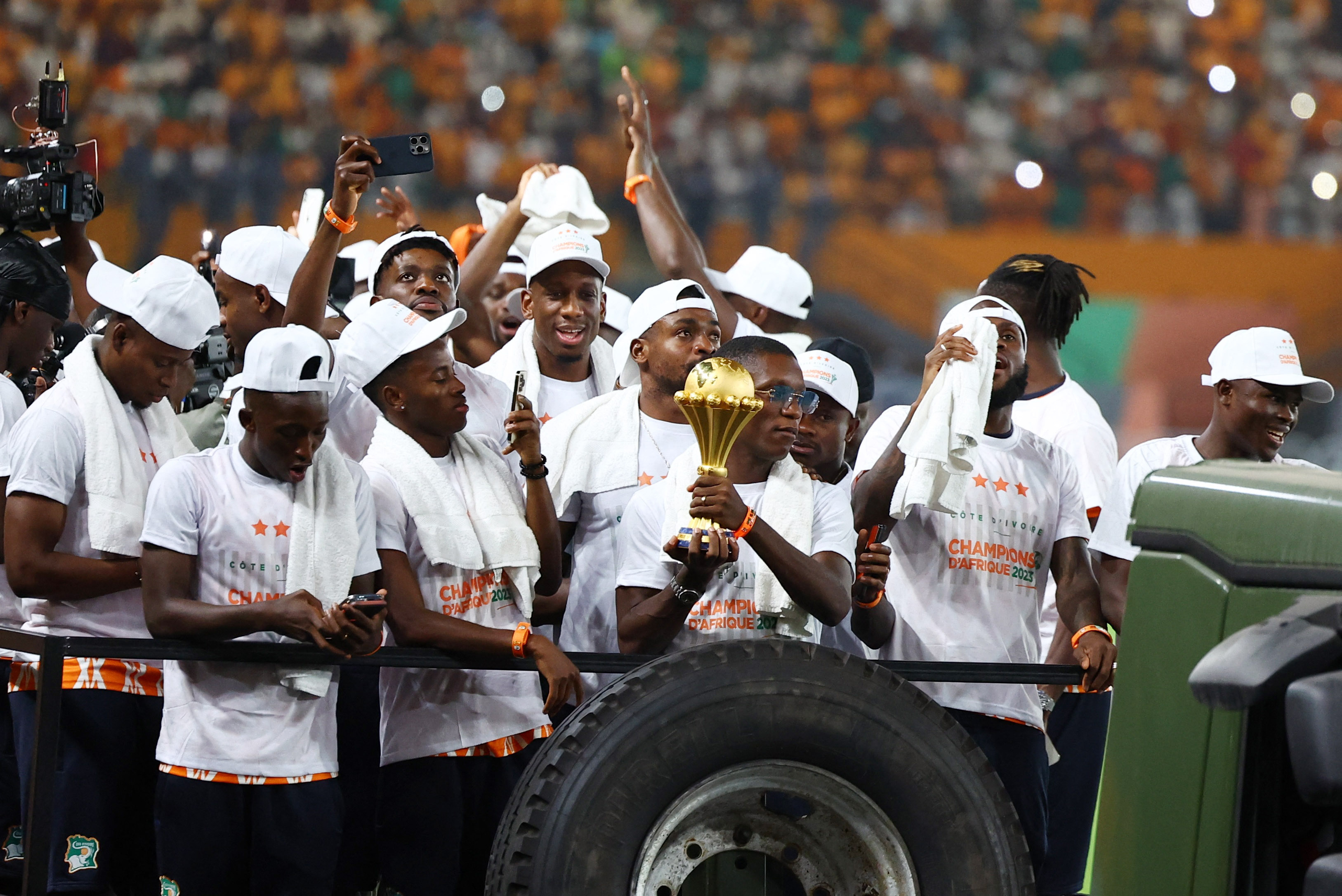 Ivory Coast celebrate winning the Africa Cup of Nations Final