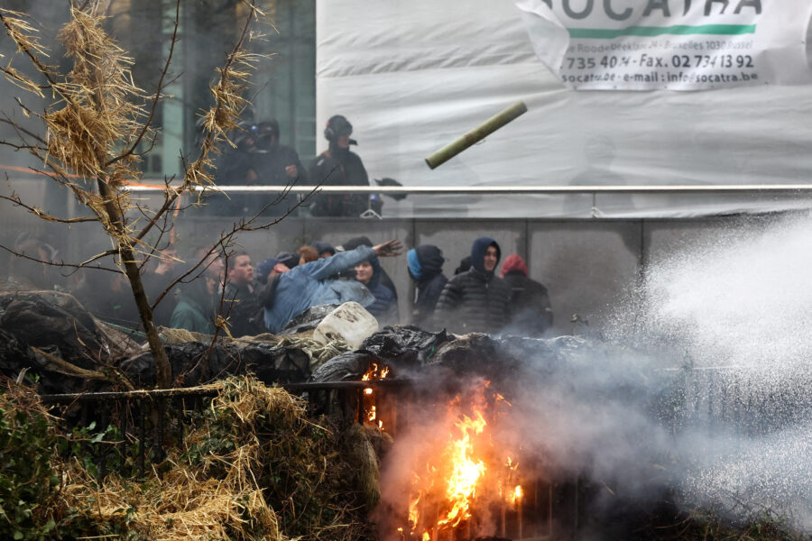 European farmers protest in Brussels
