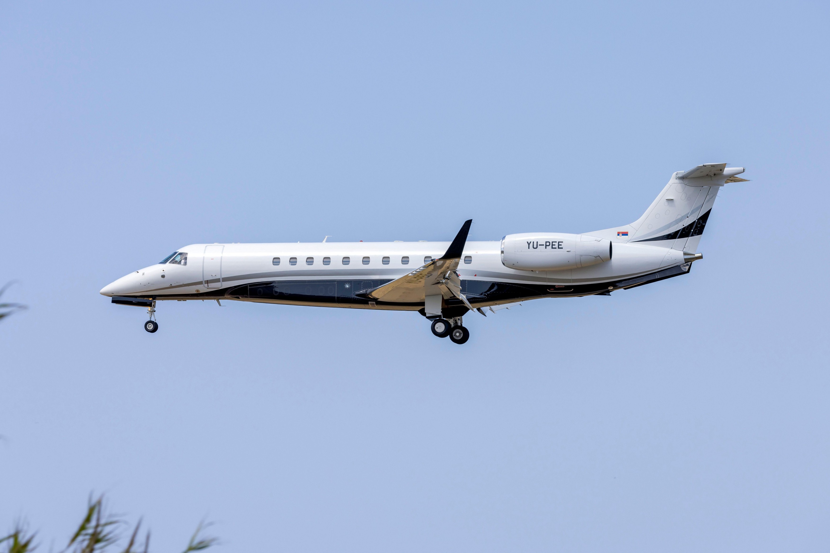 Air Pink Embraer Legacy 600 (EMB-135BJ) (REG: YU-PEE) finals for runway