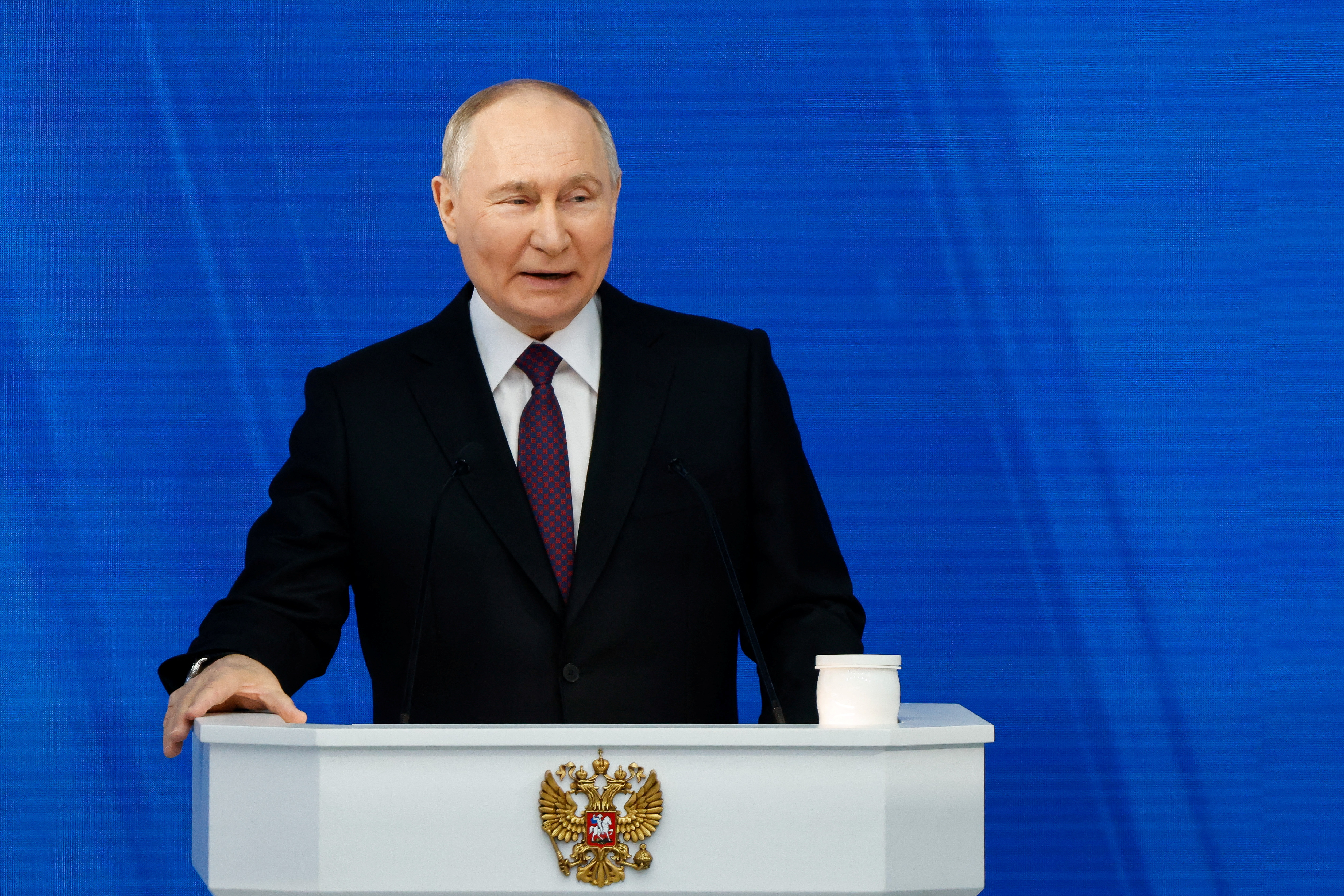 Russian President Putin addresses the Federal Assembly in Moscow