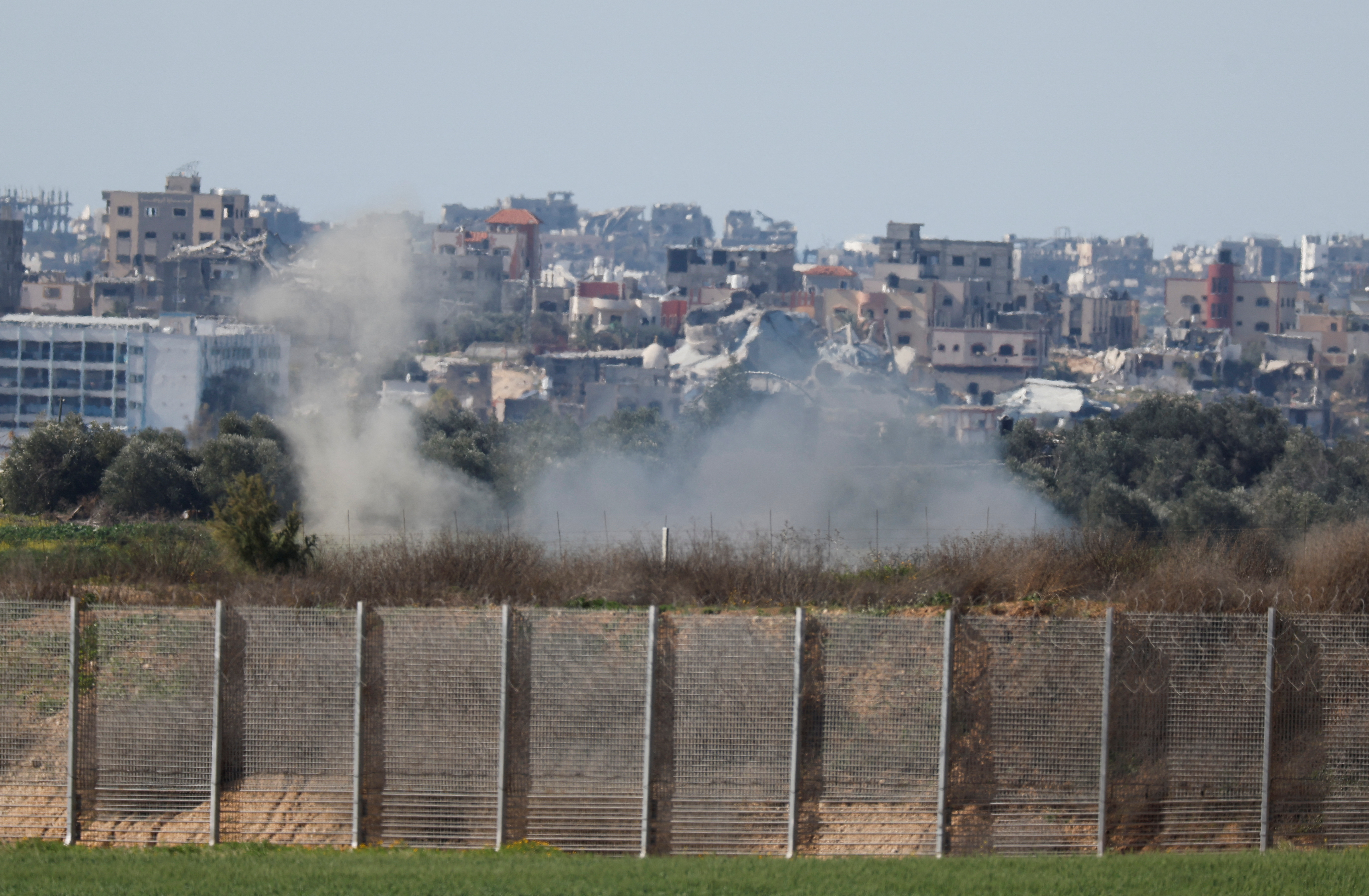 Smoke rises in the northern Gaza strip, as seen from southern Israel