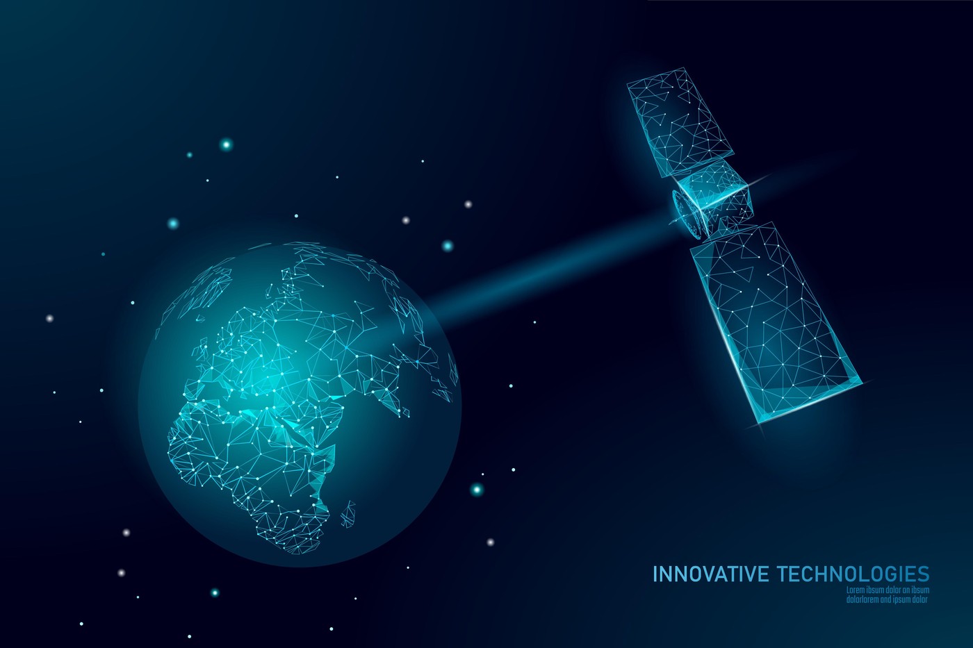 Telecommunication defense satellite in space. Orbital sputnik receiver military security data transmitter internet connection. Worldwide protection tr