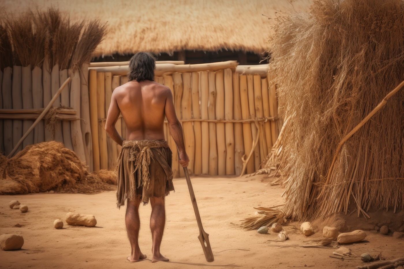 Prehistoric village person. Generate Ai