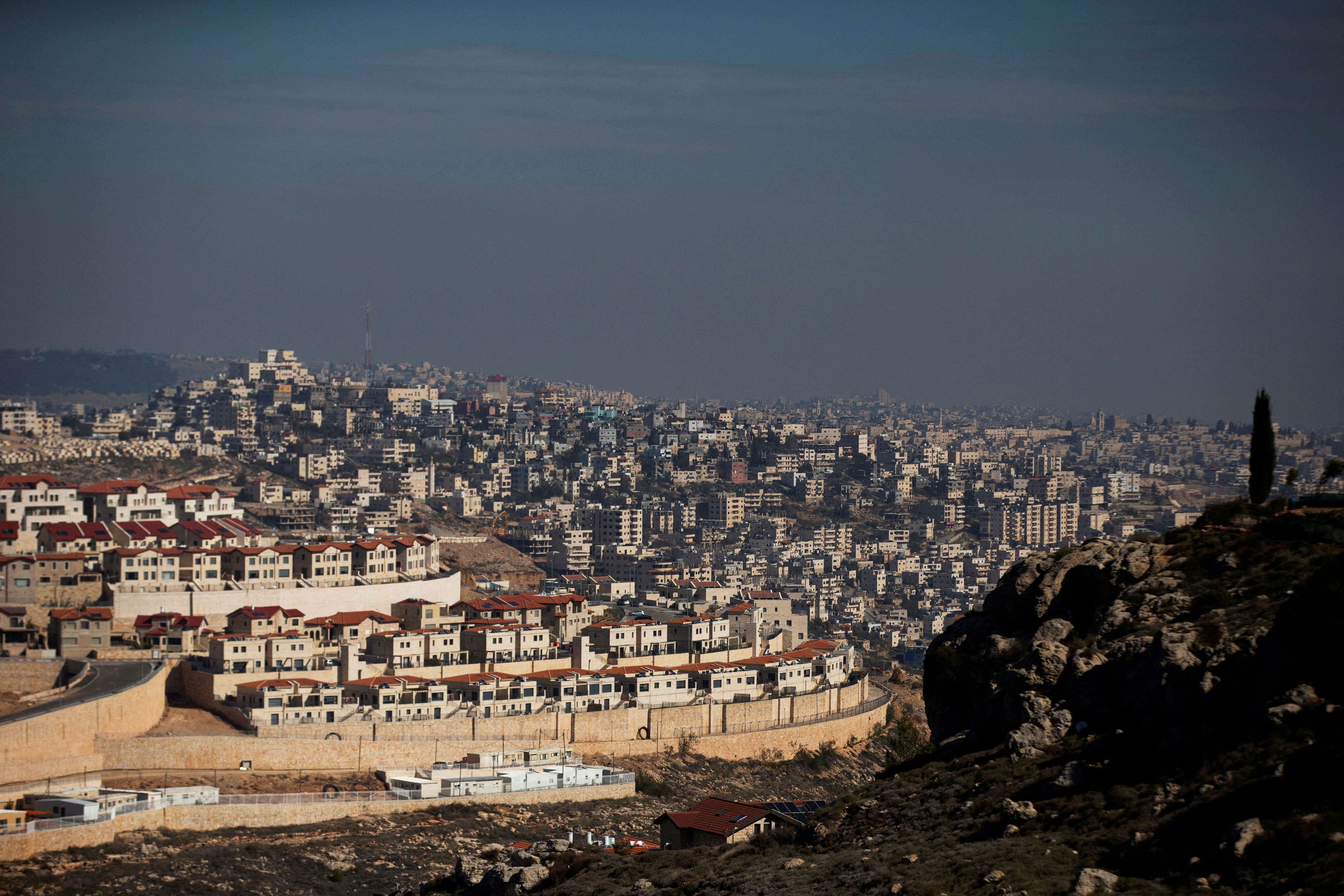 FILE PHOTO: A general view picture shows the Israeli settlement of Efrat in the Gush Etzion settlement block as Bethlehem is seen in the background, in the Israeli-occupied West Bank