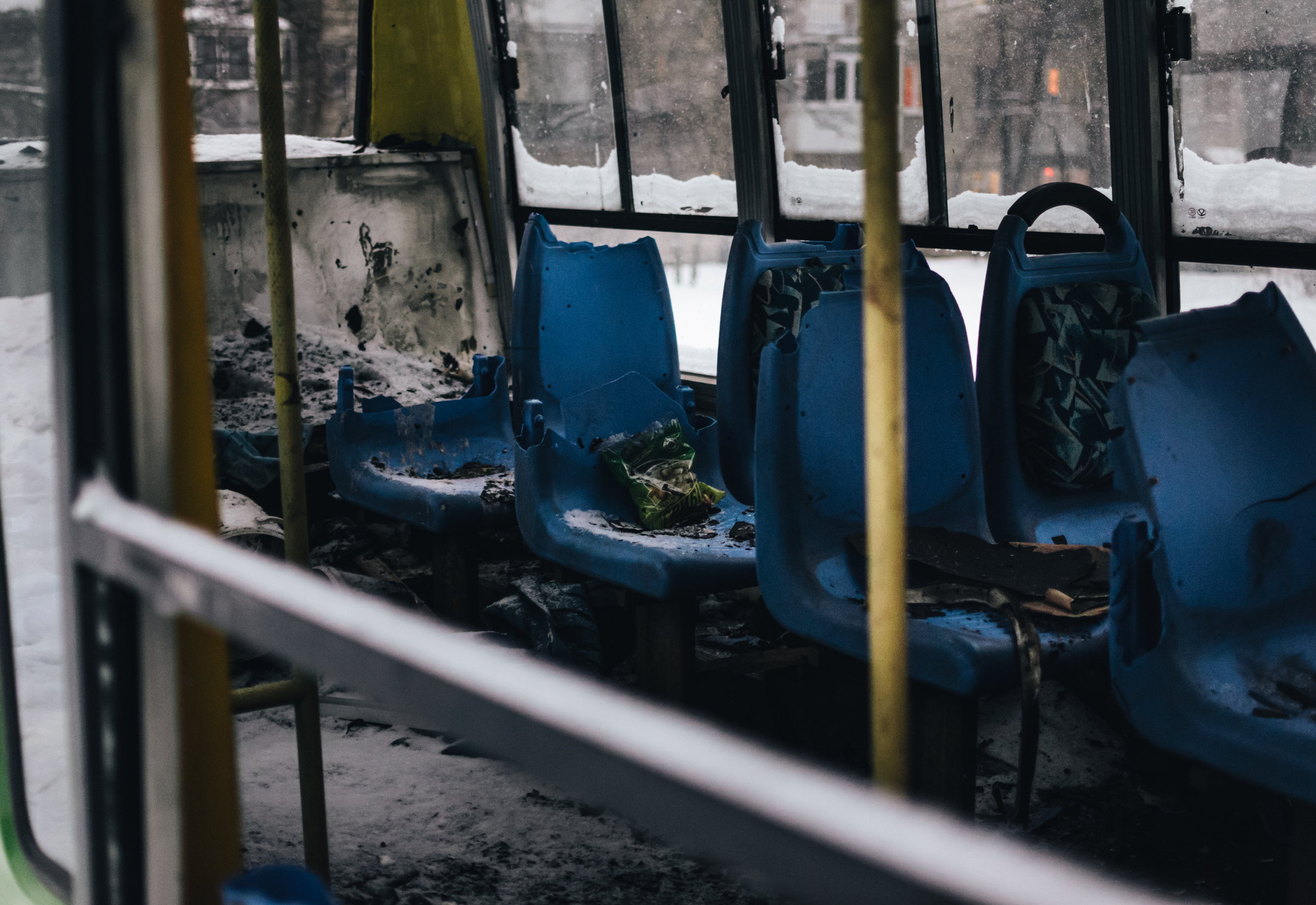 The,Abandoned,Passenger,Bus,After,The,Explosion.,Inside,,You,Can