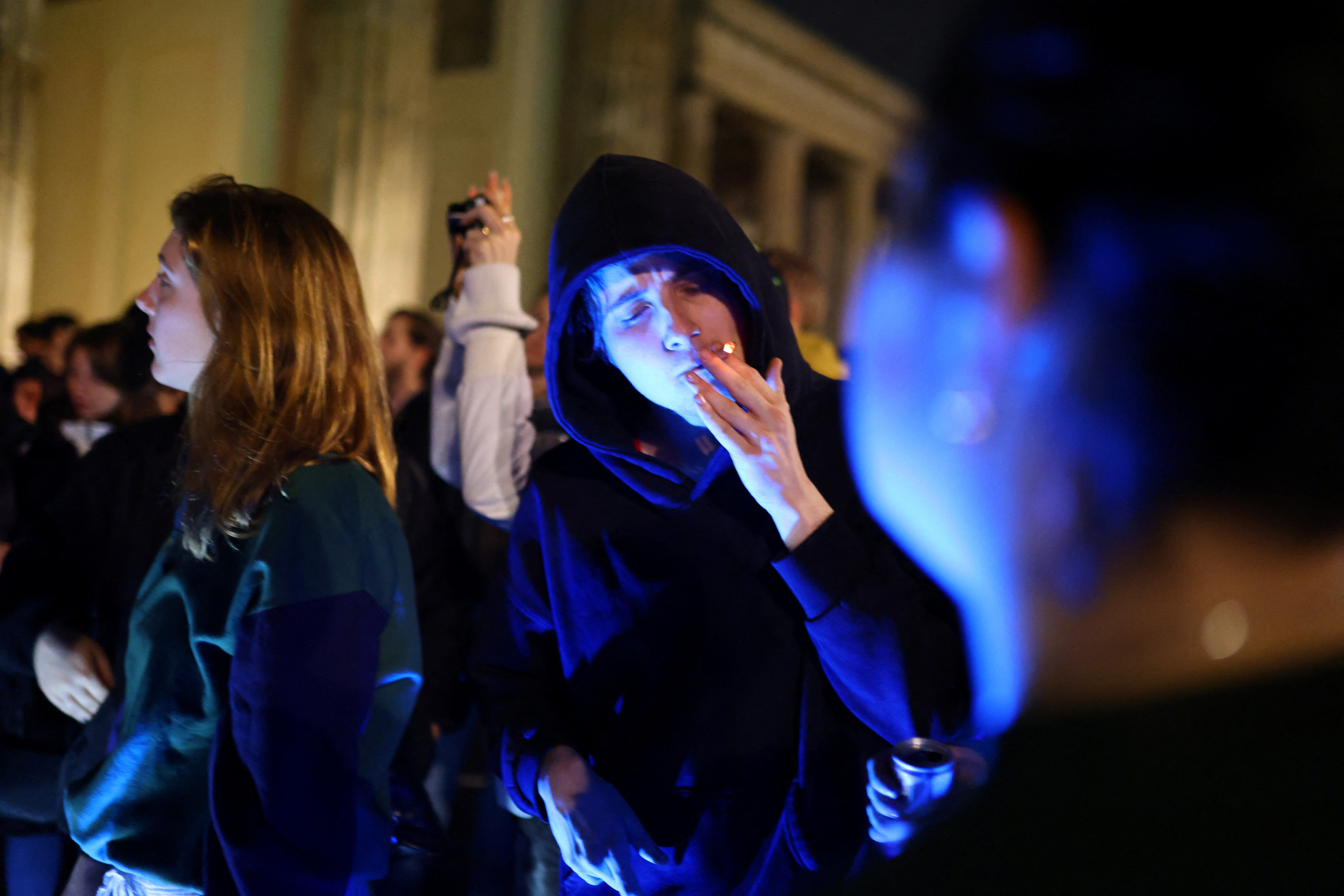 Germany's friends of cannabis celebrate the part legalisation of cannabis with a "smoke in", in Berlin