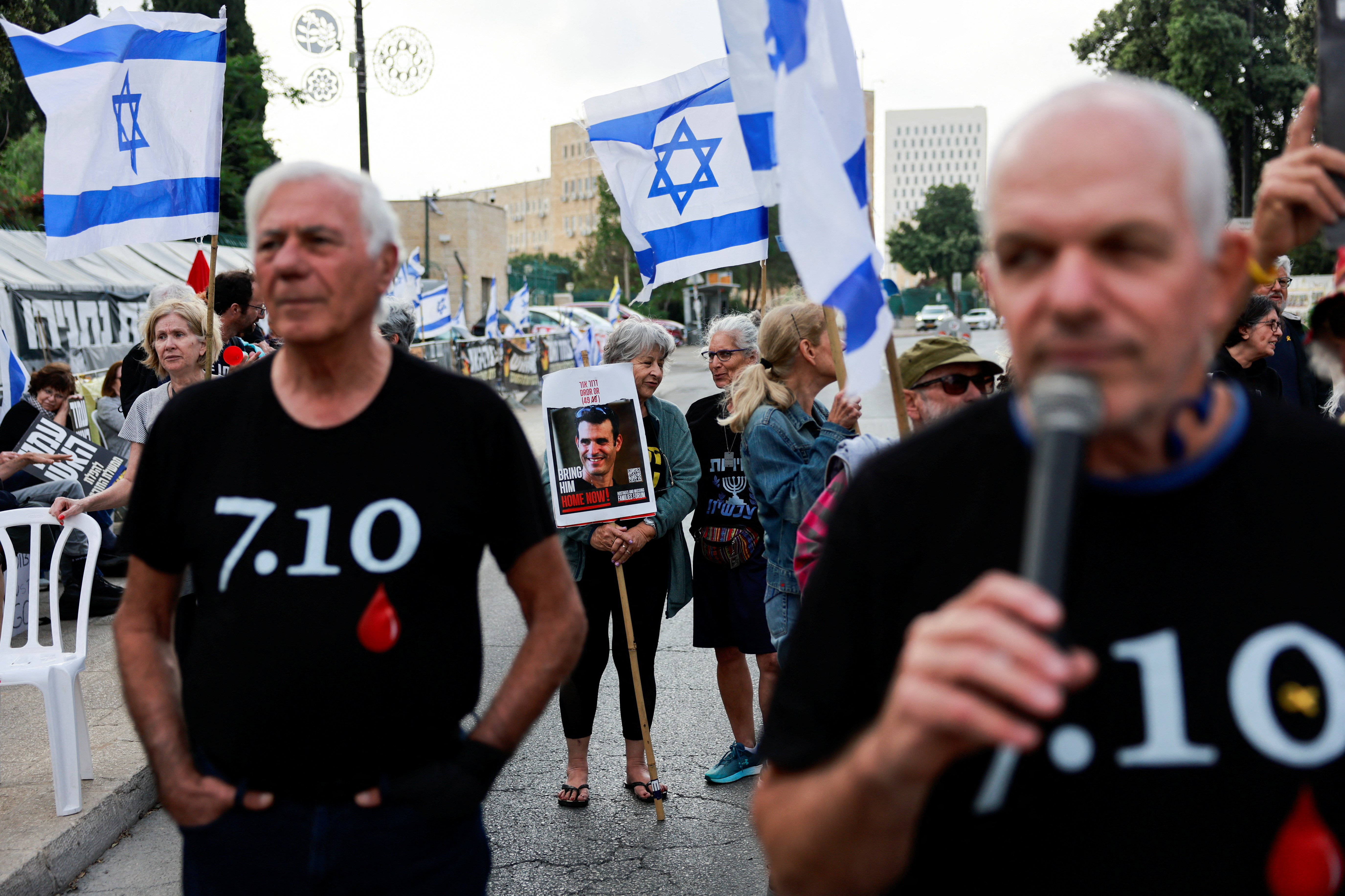 People take part in an anti-government protest, in Jerusalem
