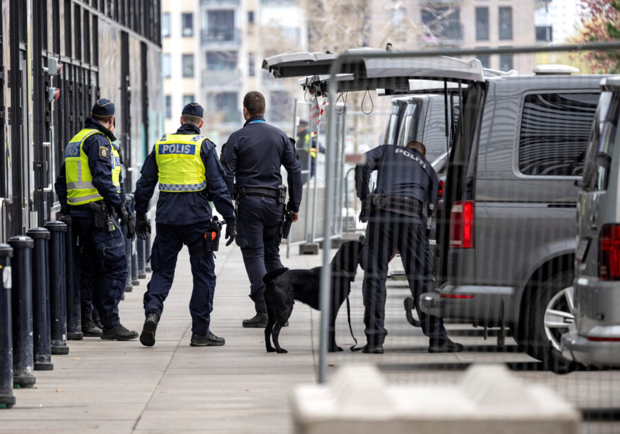 Police patrol outside Malmo Arena ahead of Eurovision