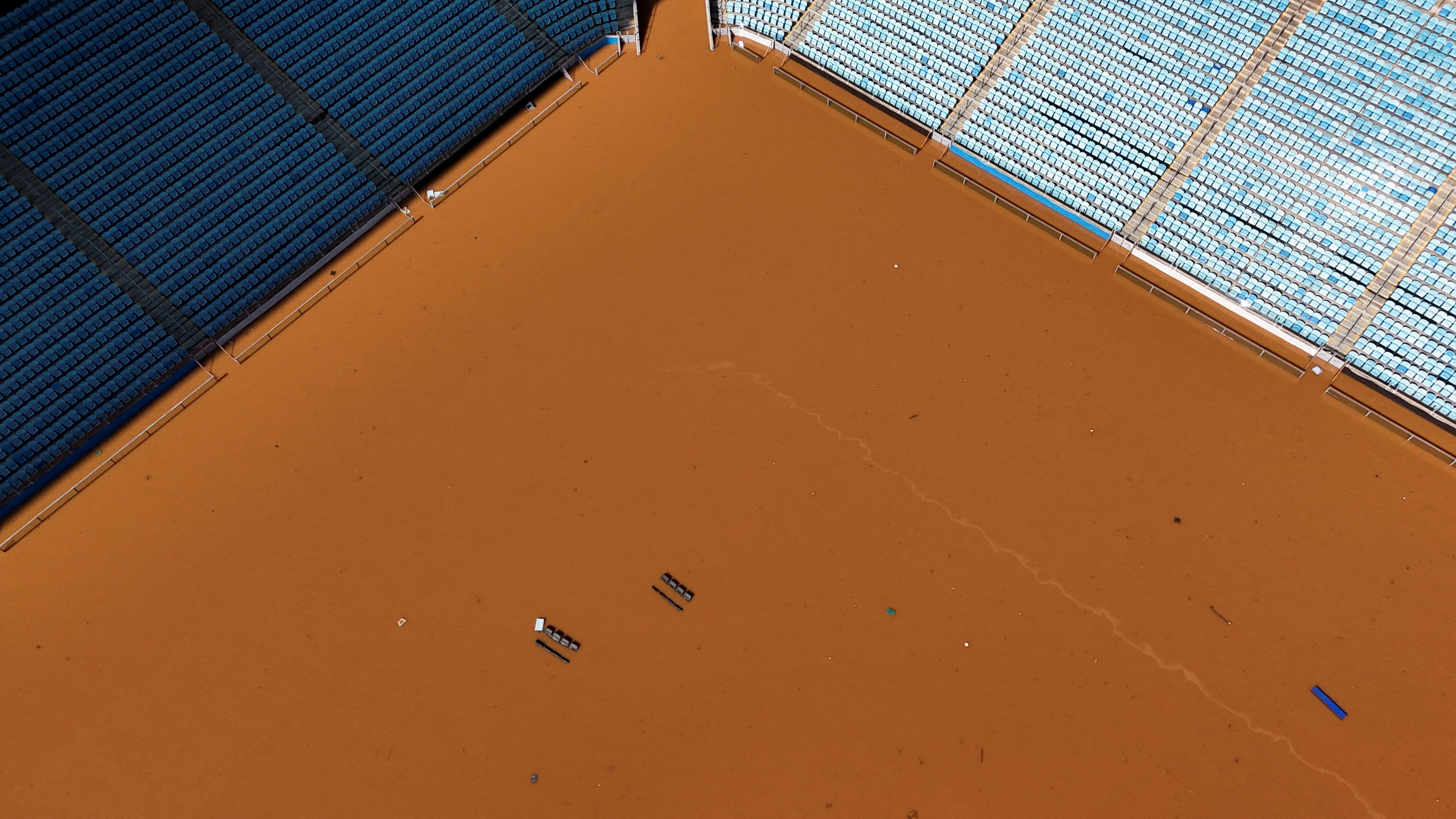 Flooded Arena Gremio stadium in Porto Alegre