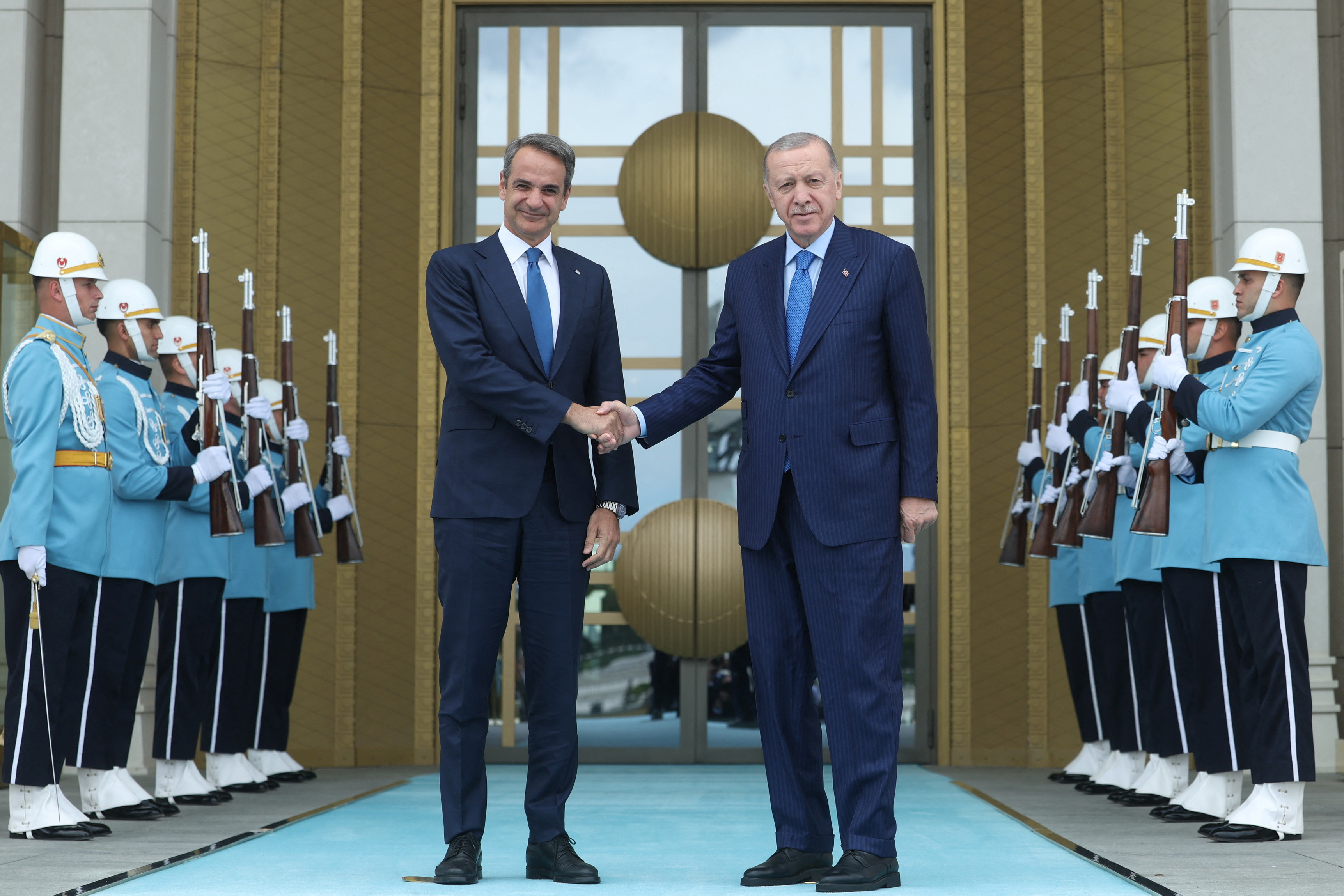 Turkey's President Tayyip Erdogan meets with Greek Prime Minister Kyriakos Mitsotakis  in Ankara