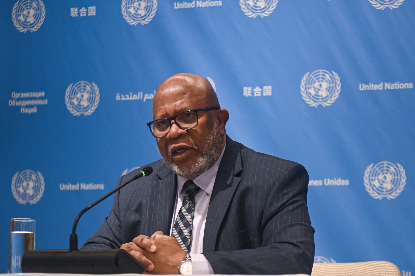 United Nations General Assembly President Dennis Francis Press Conference in New Delhi