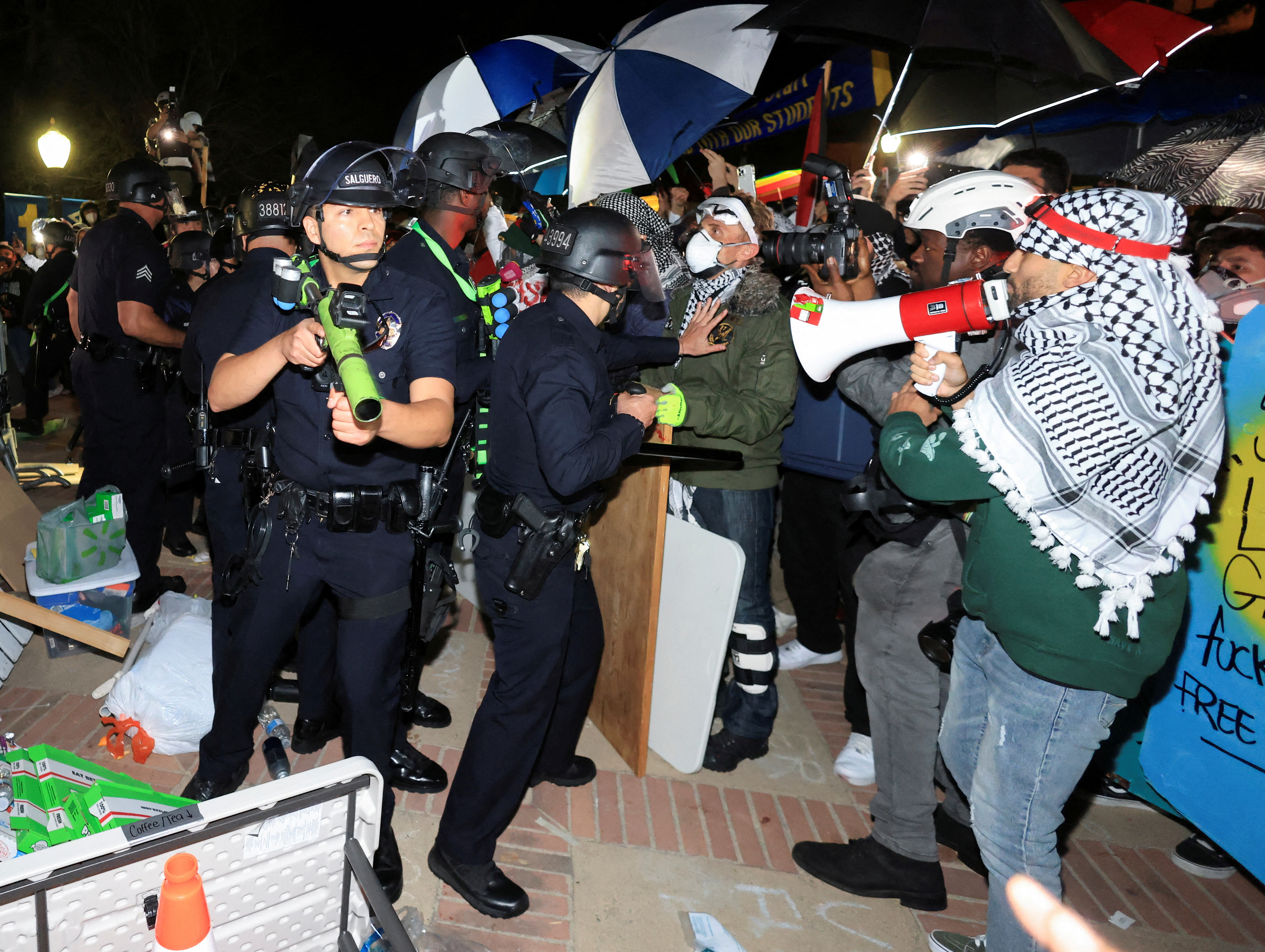 Protesters gather at the University of California Los Angeles