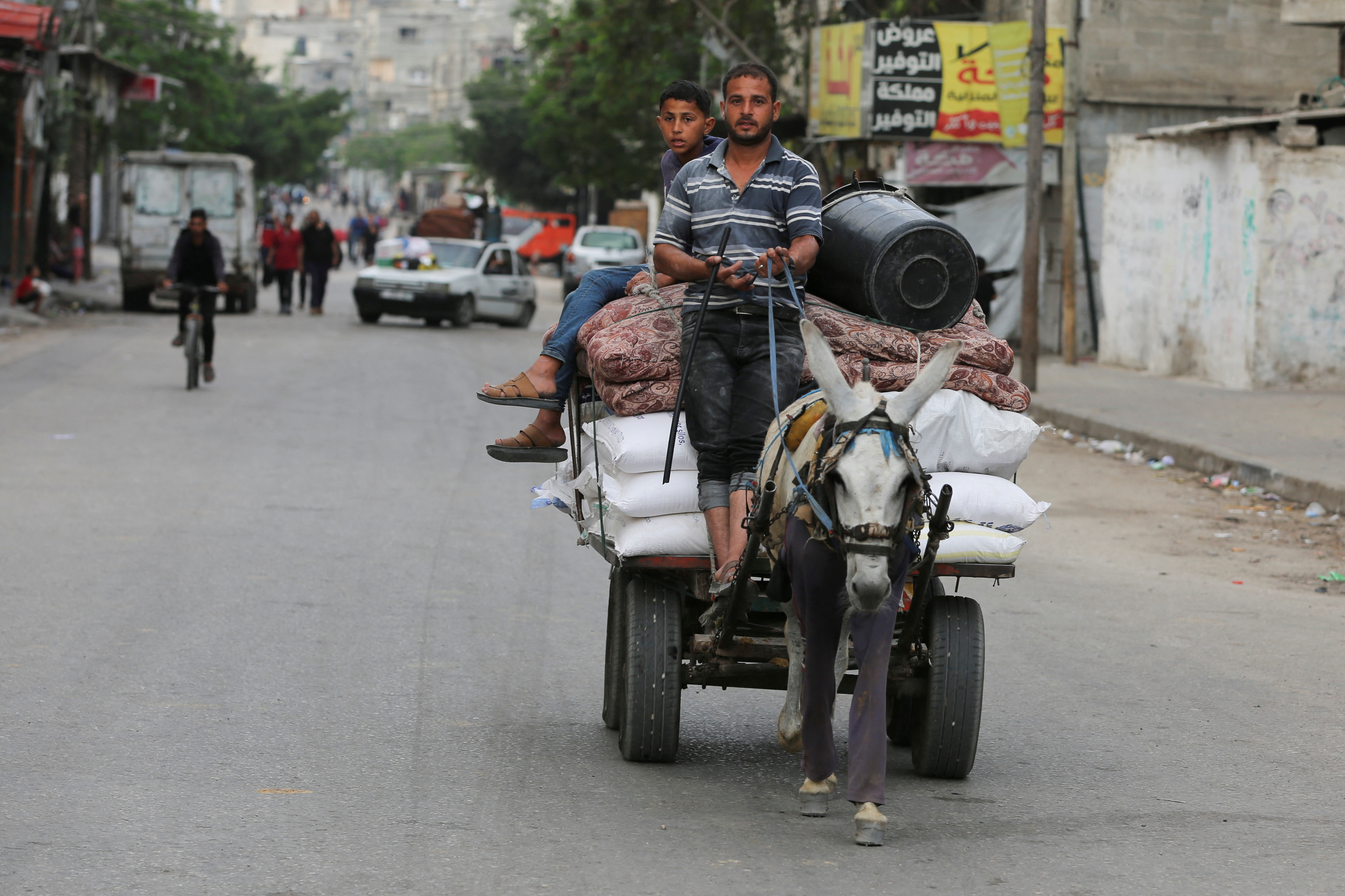 Palestinians flee Rafah due to an Israeli military operation, in Rafah, in the southern Gaza Strip