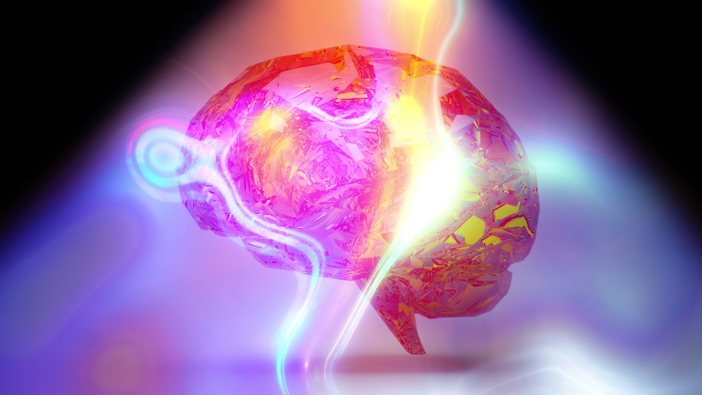 Magic brain with smoke and light