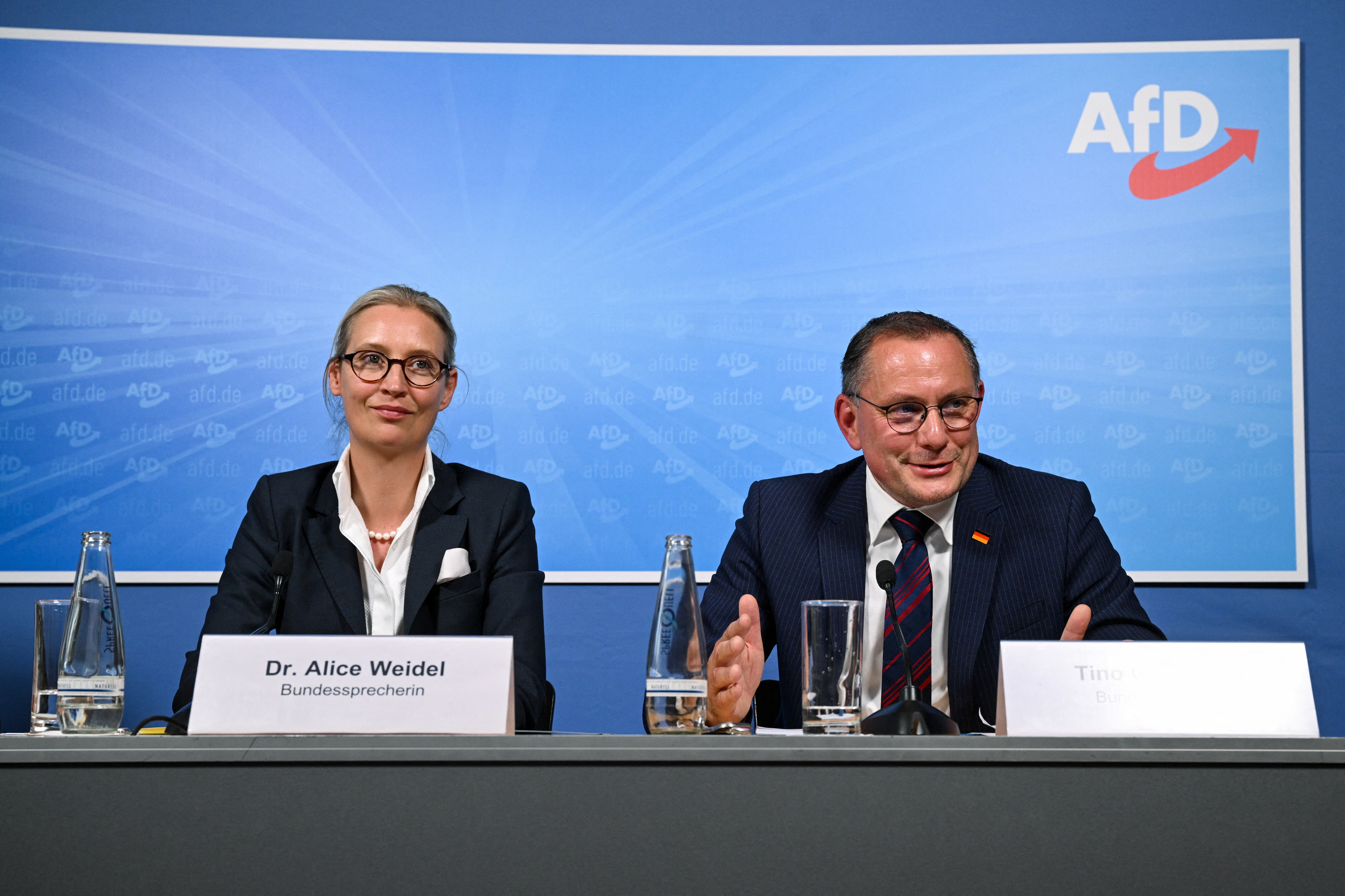 AfD leaders hold a press conference after EU election results, in Berlin