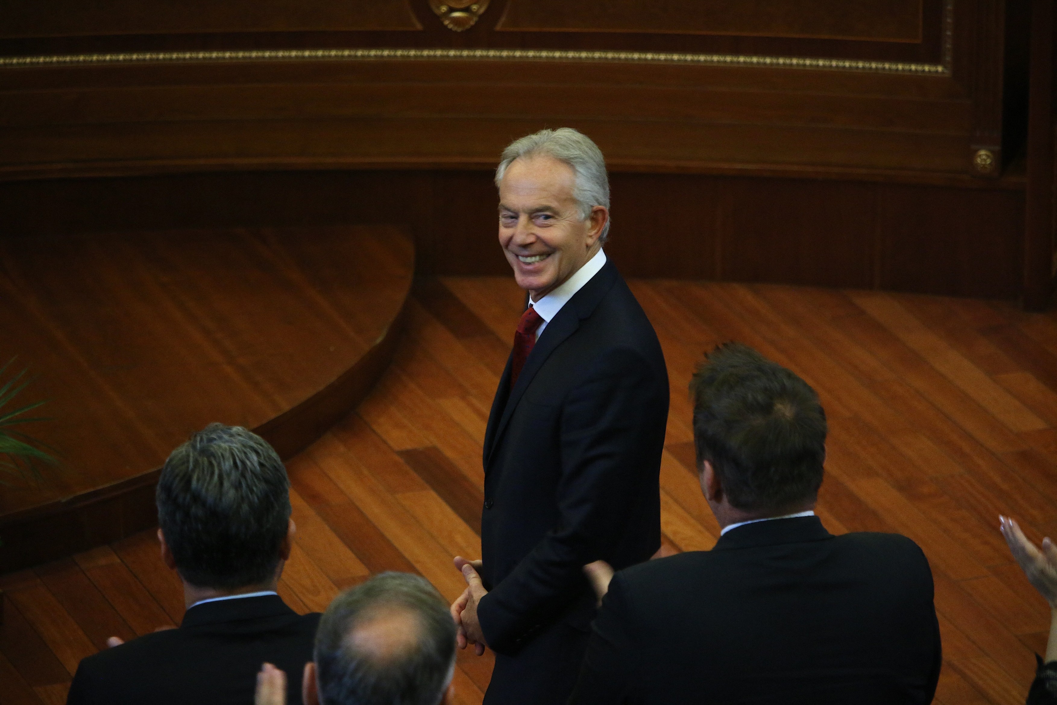 Tony Blair speaks at the Kosovo's Parliament within the Liberation Day