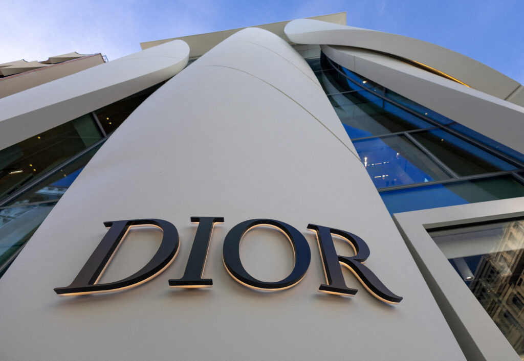 FILE PHOTO: A logo is pictured on the Dior boutique in Geneva