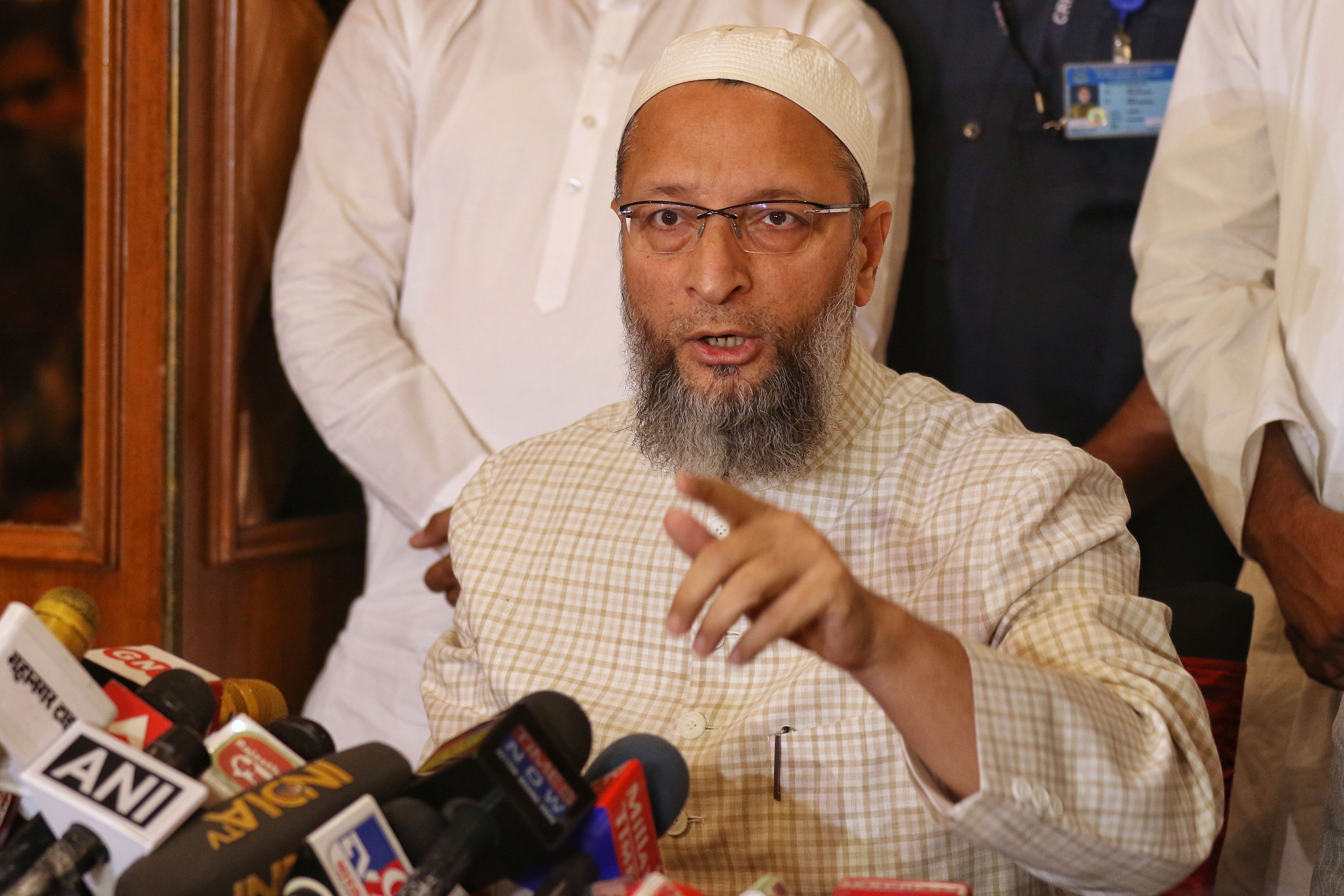 Asad Owaisi Addressing A Press Conference On The Study ''Muslims In Rajasthan'' In Jaipur, India - 14 Apr 2023
