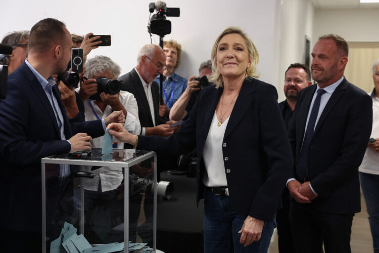 Marine Le Pen votes in the first round of the 2024 snap legislative elections