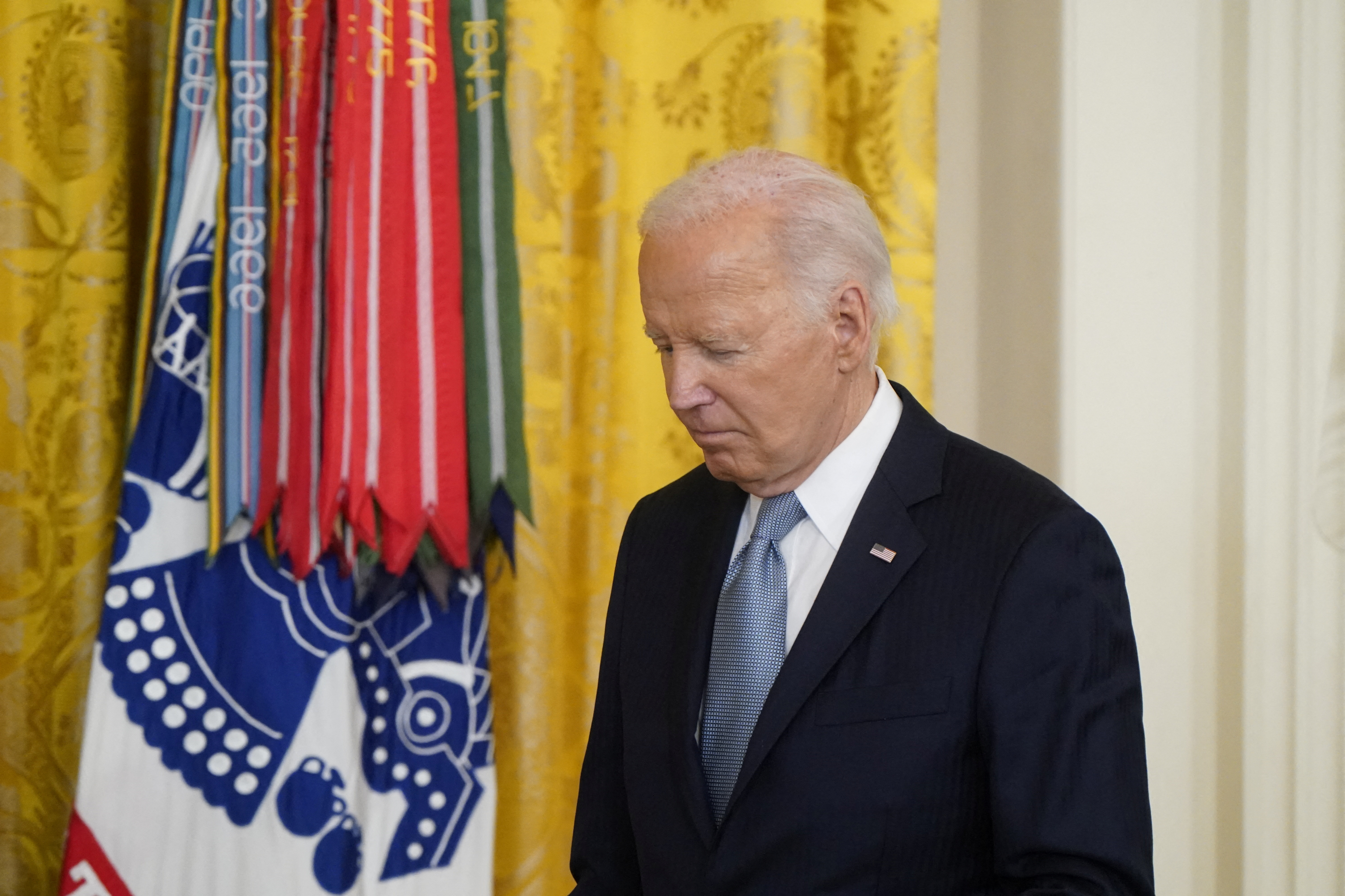 U.S. President Biden presents the Medal of Honor posthumously to descendants of Union soldiers, in Washington