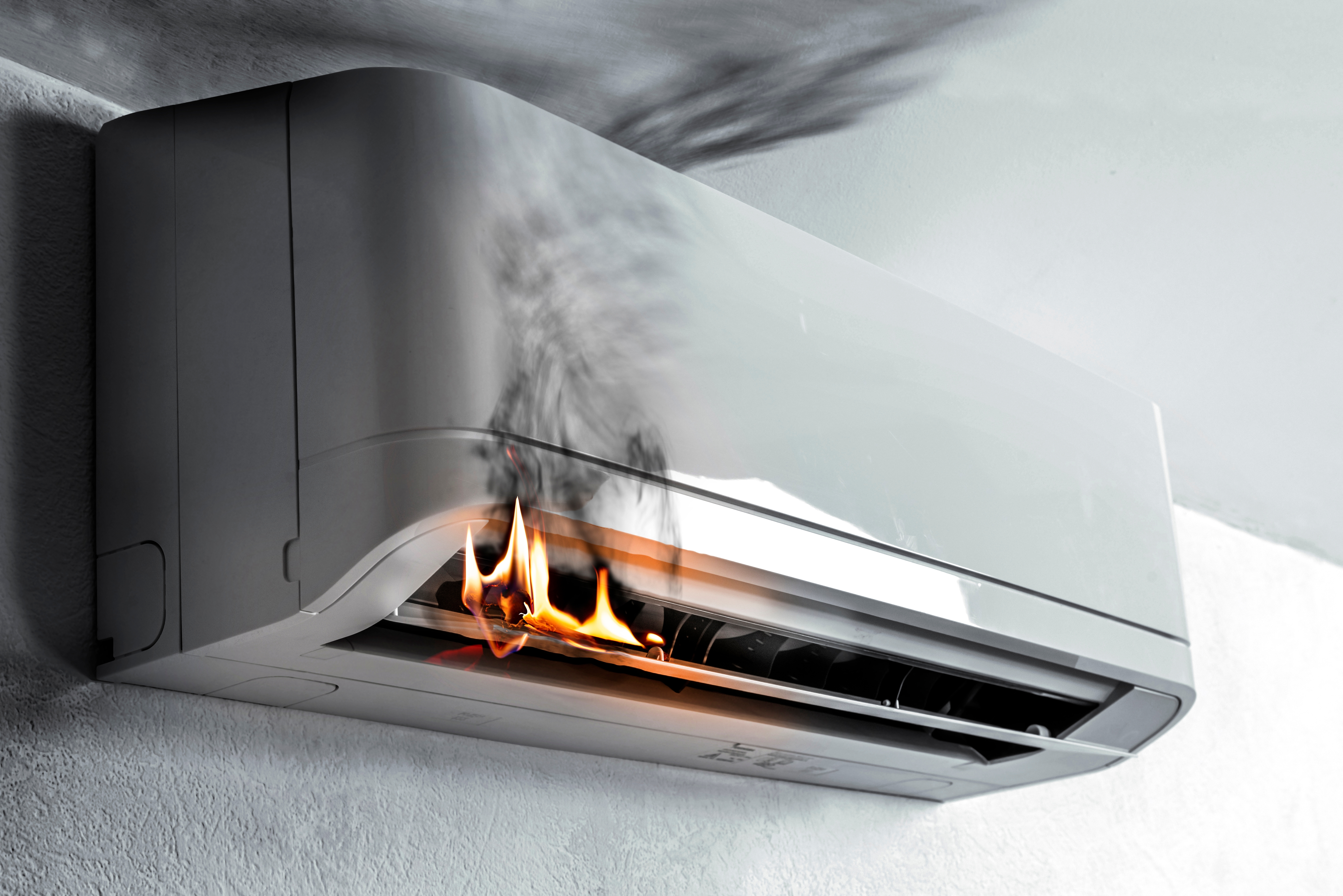 Short,Circuit,In,The,Air,Conditioning,Device.,Broken,Damaged,Burning