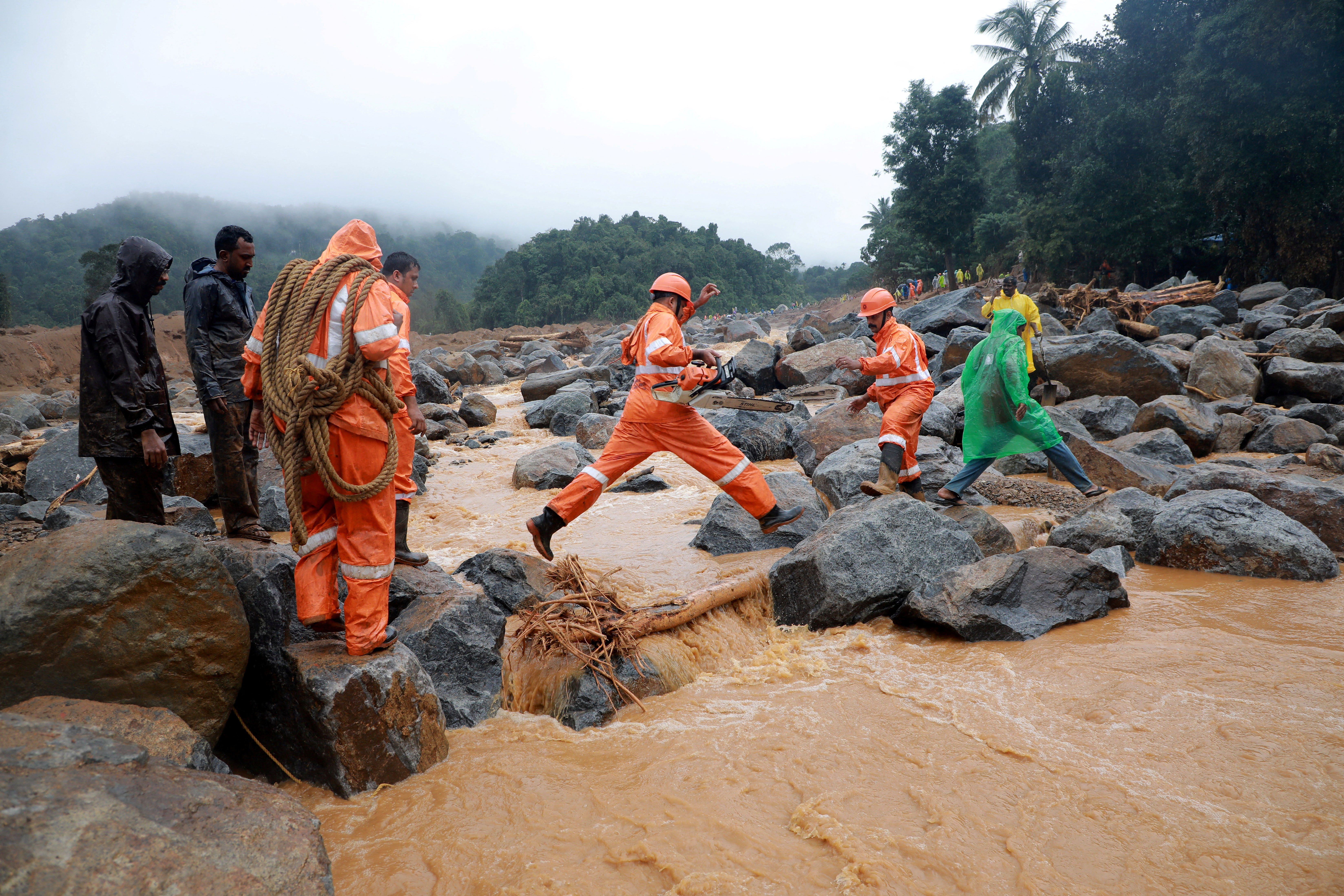 Landslides in the hills in Wayanad