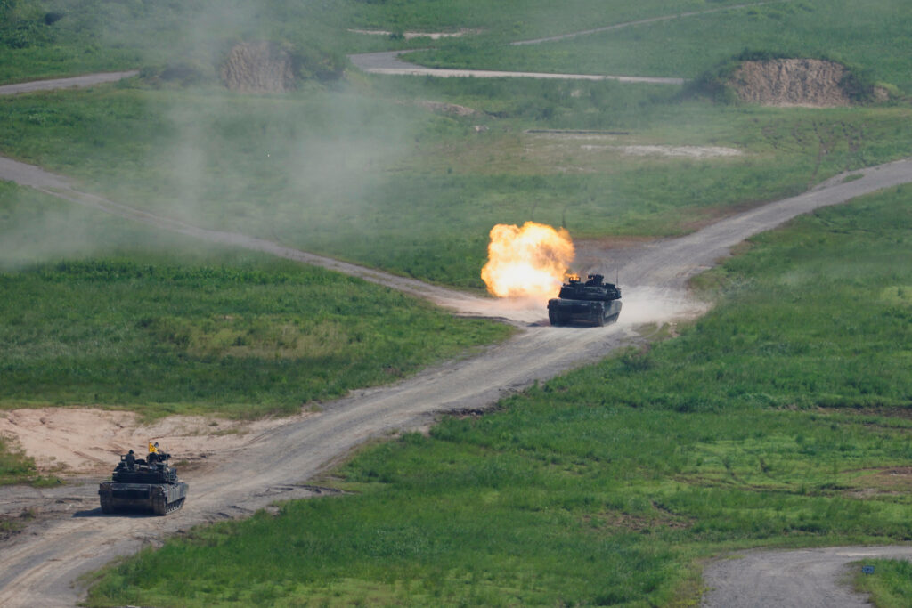 Soldiers of the U.S. Army's 1st Armored Brigade Combat Team, 1st Armored Division conduct a live-fire drill, in Pocheon