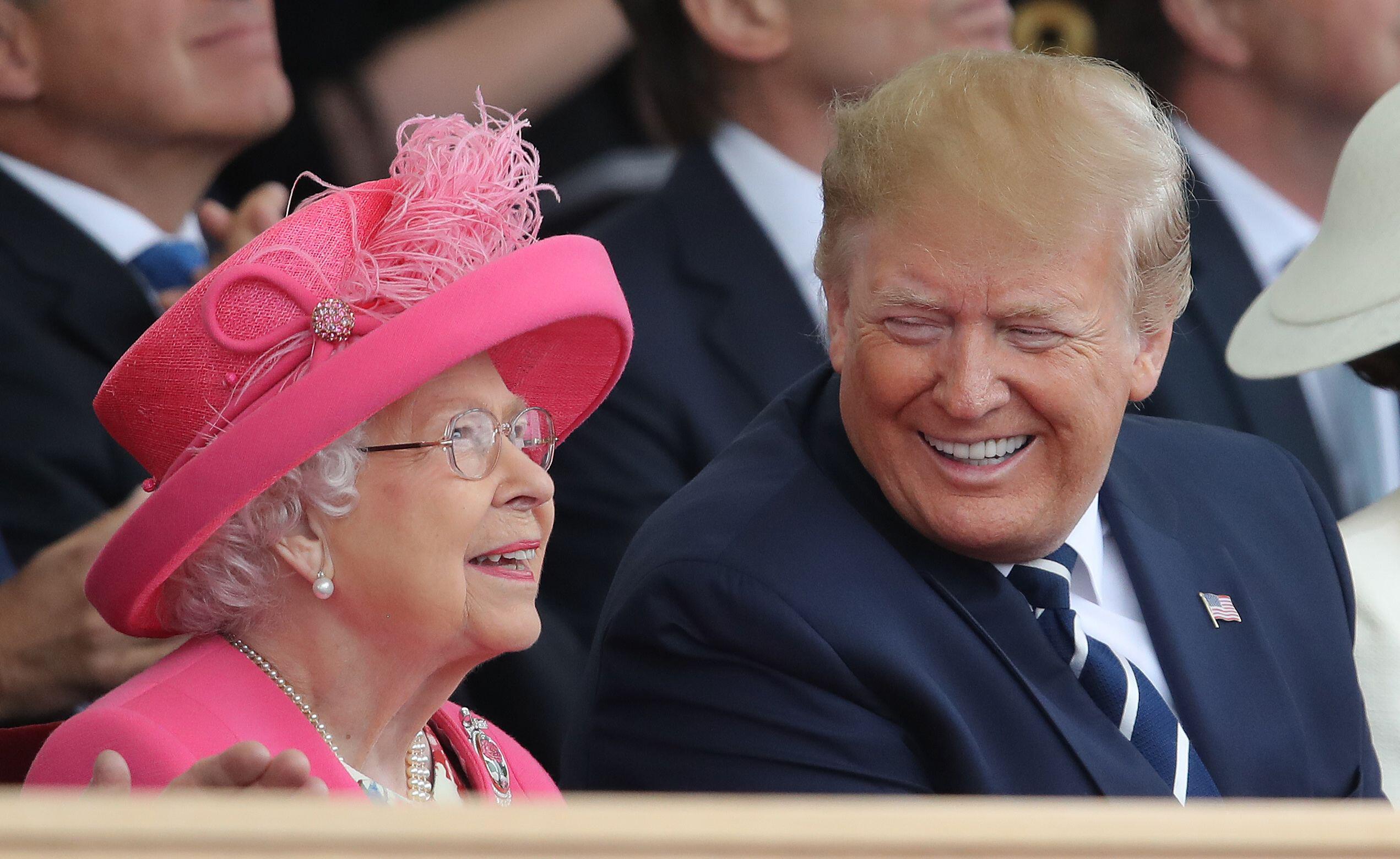 File photo dated 05/06/2019 of Queen Elizabeth II and US President Donald Trump during the commemorations for the 75th Anniversary of the D-Day landings at Southsea Common in Portsmouth. The Queen died peacefully at Balmoral this afternoon, Buckingham Pal
