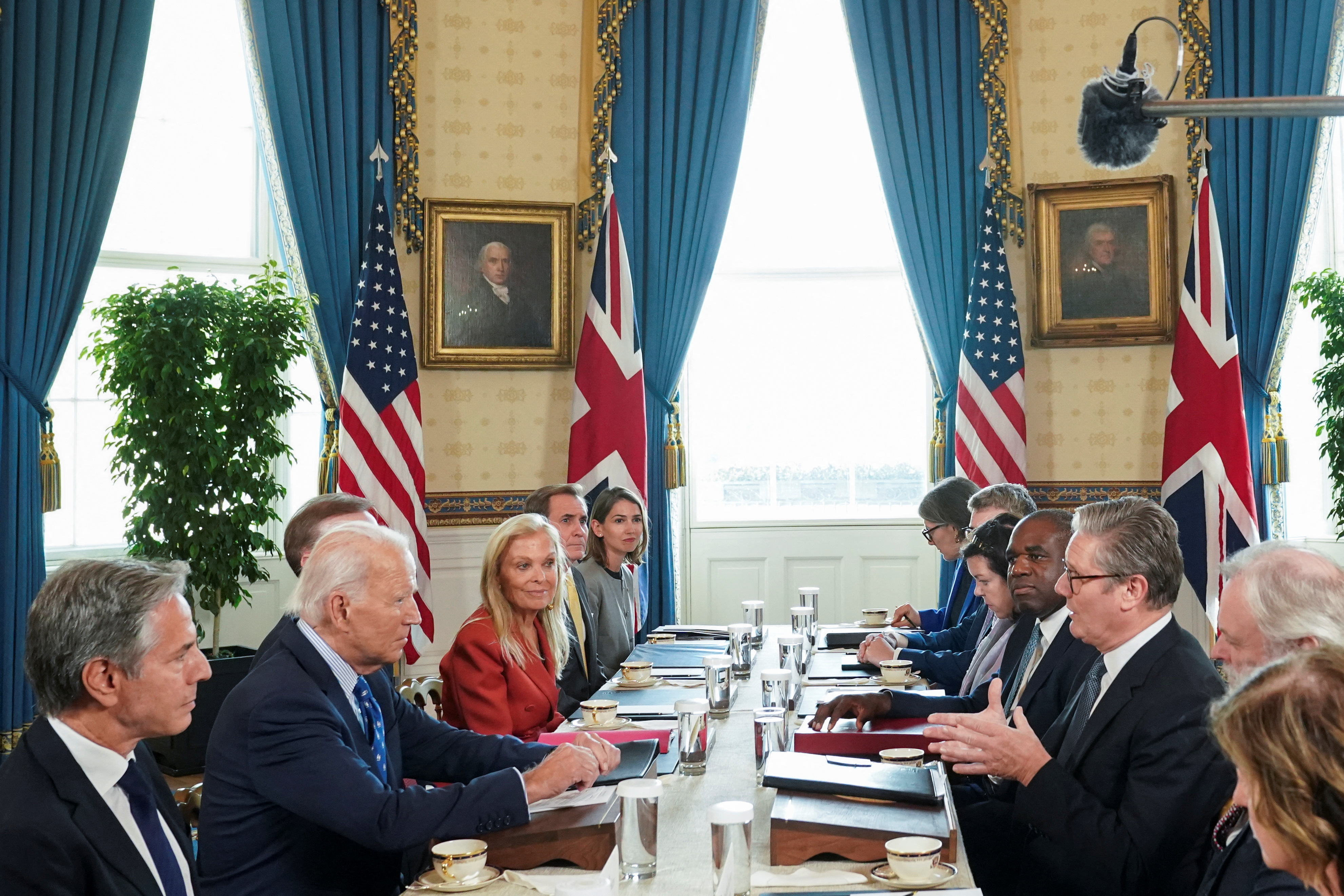 U.S. President Joe Biden meets with Britain's Prime Minister Keir Starmer at the White House in Washington