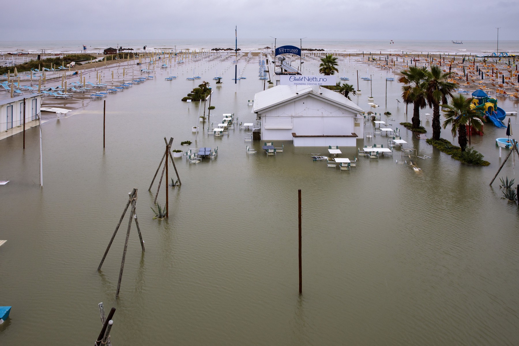 Italy: Severe flooding in Emilia-Romagna. Rimini beaches under water