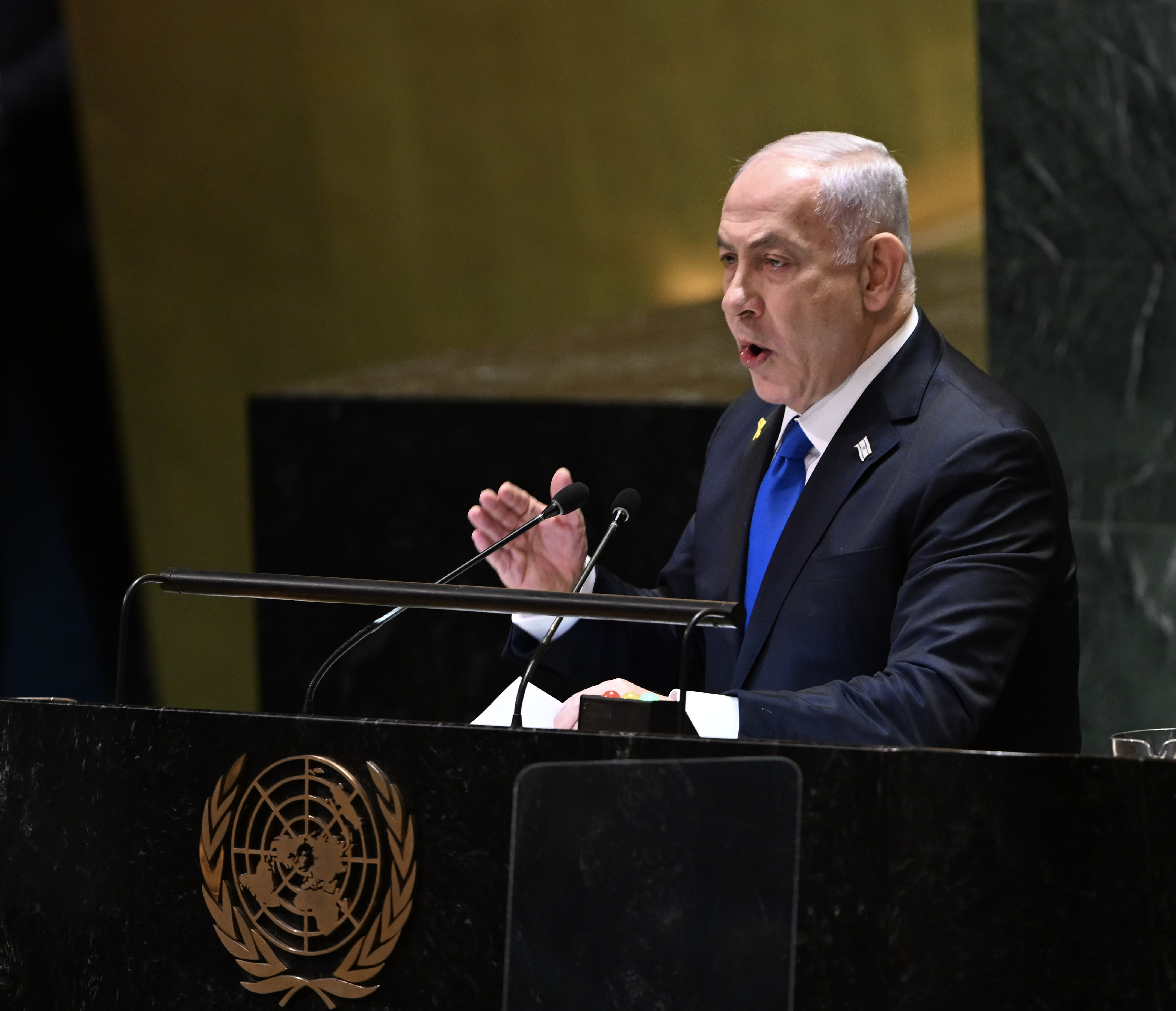 Netanyahu u UN-u pokazao mapu koja prikazuje palestinski teritorij kao "Izrael"