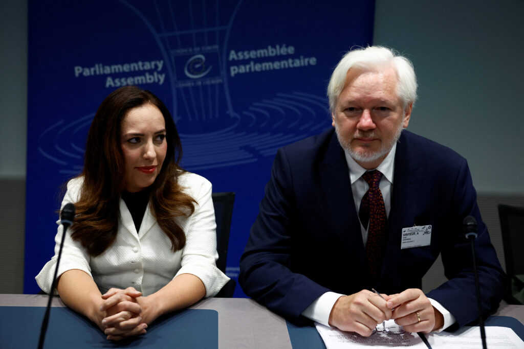 WikiLeaks' founder Julian Assange attends a PACE hearing in Strasbourg