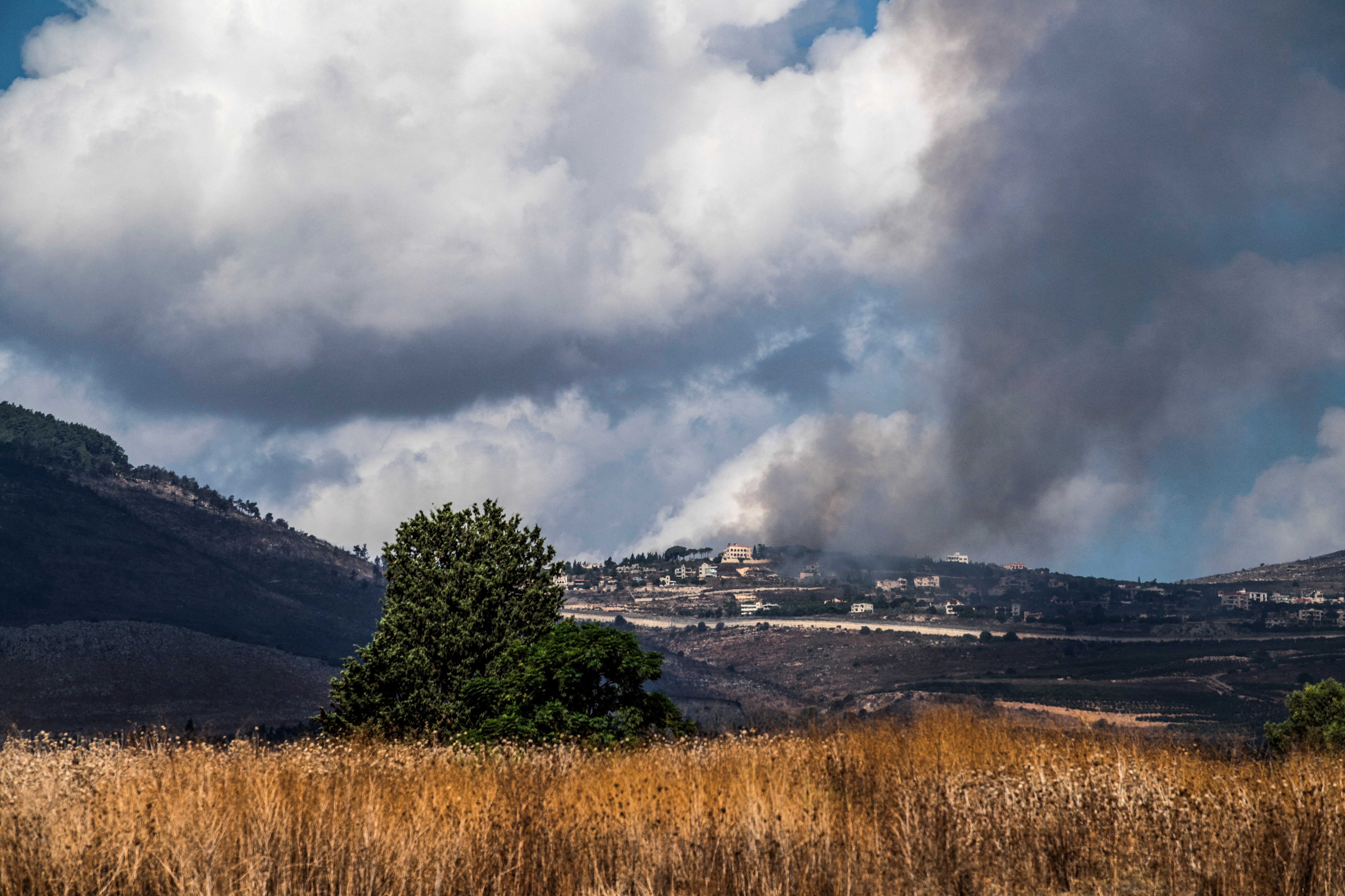 Smoke rises following Israeli strikes in Lebanon, amid cross-border hostilities between Hezbollah and Israel, as seen from northern Israel