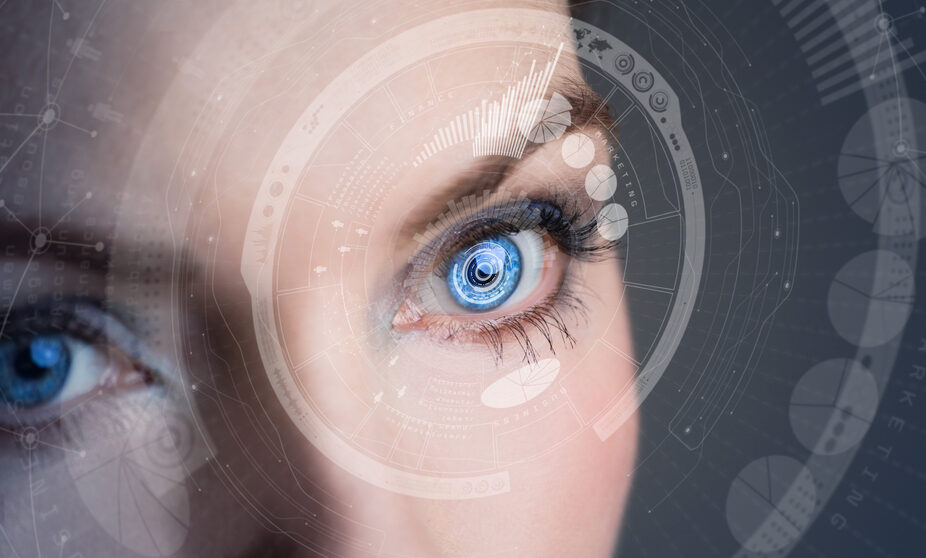 Iris,Recognition,Concept,Smart,Contact,Lens.,Mixed,Media.