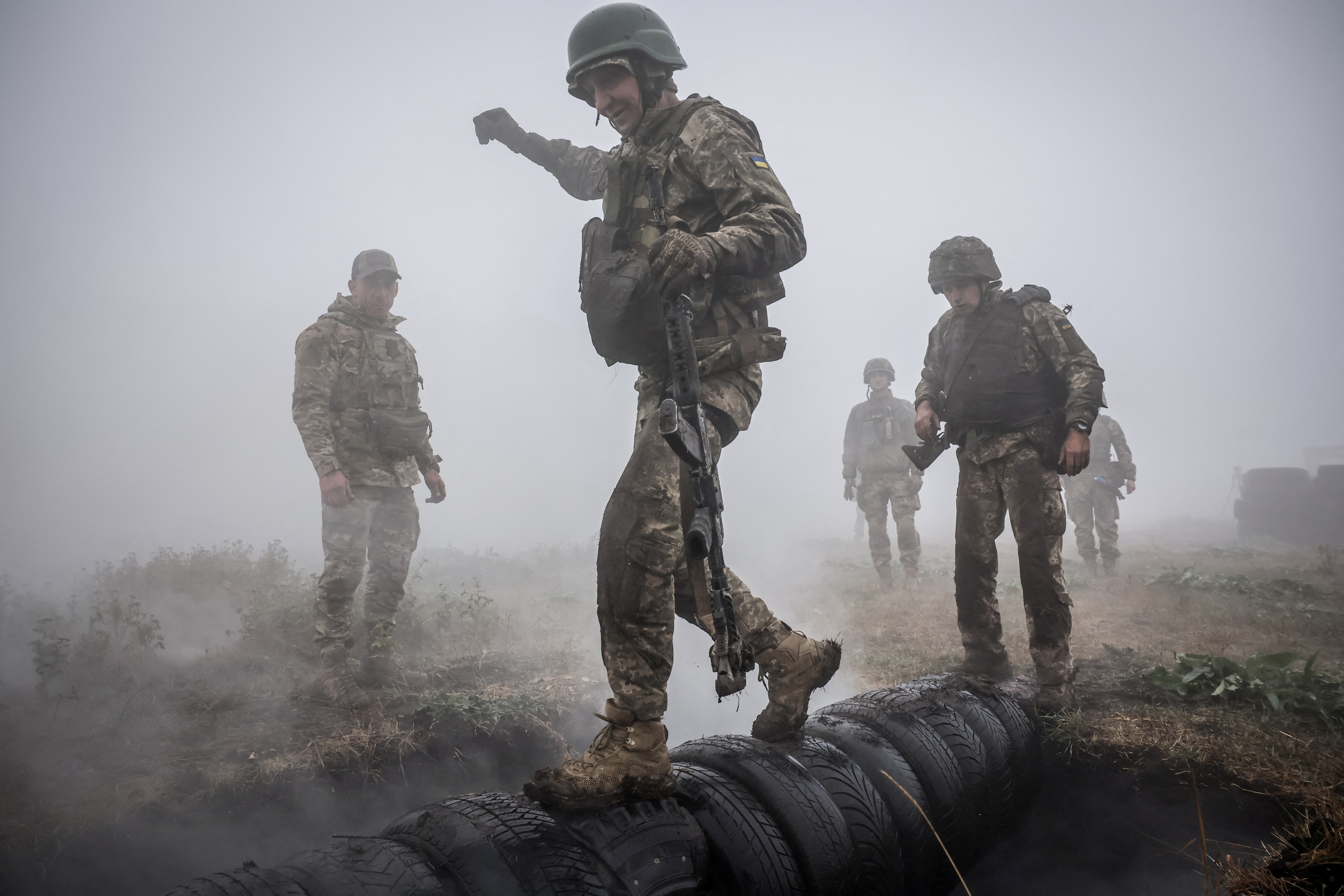 New recruits of the Ukrainian Armed Forces attend a tactical exercise in Donetsk region