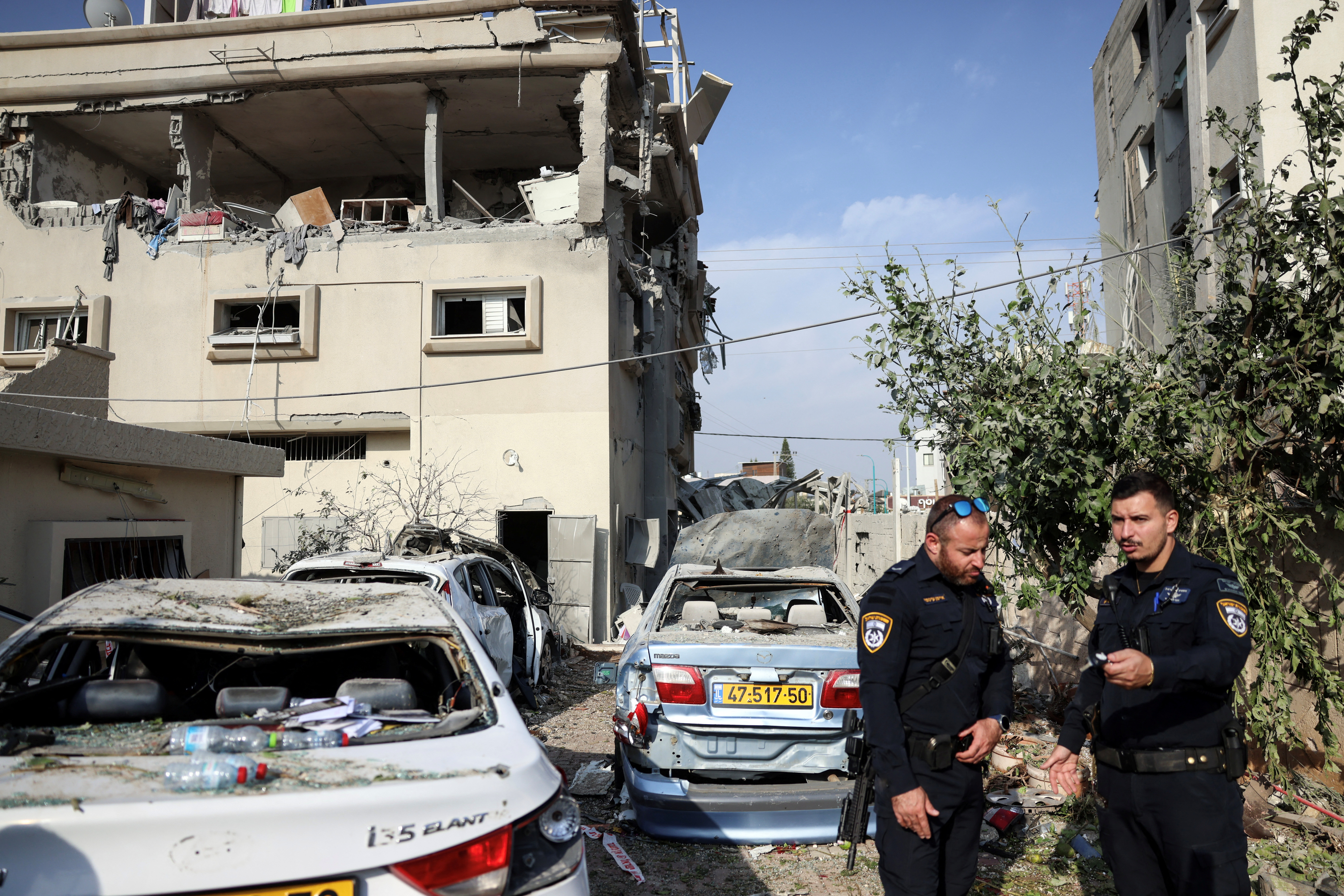 Aftermath of a projectiles attack from Lebanon towards Israel, in the central Israeli town of Tira