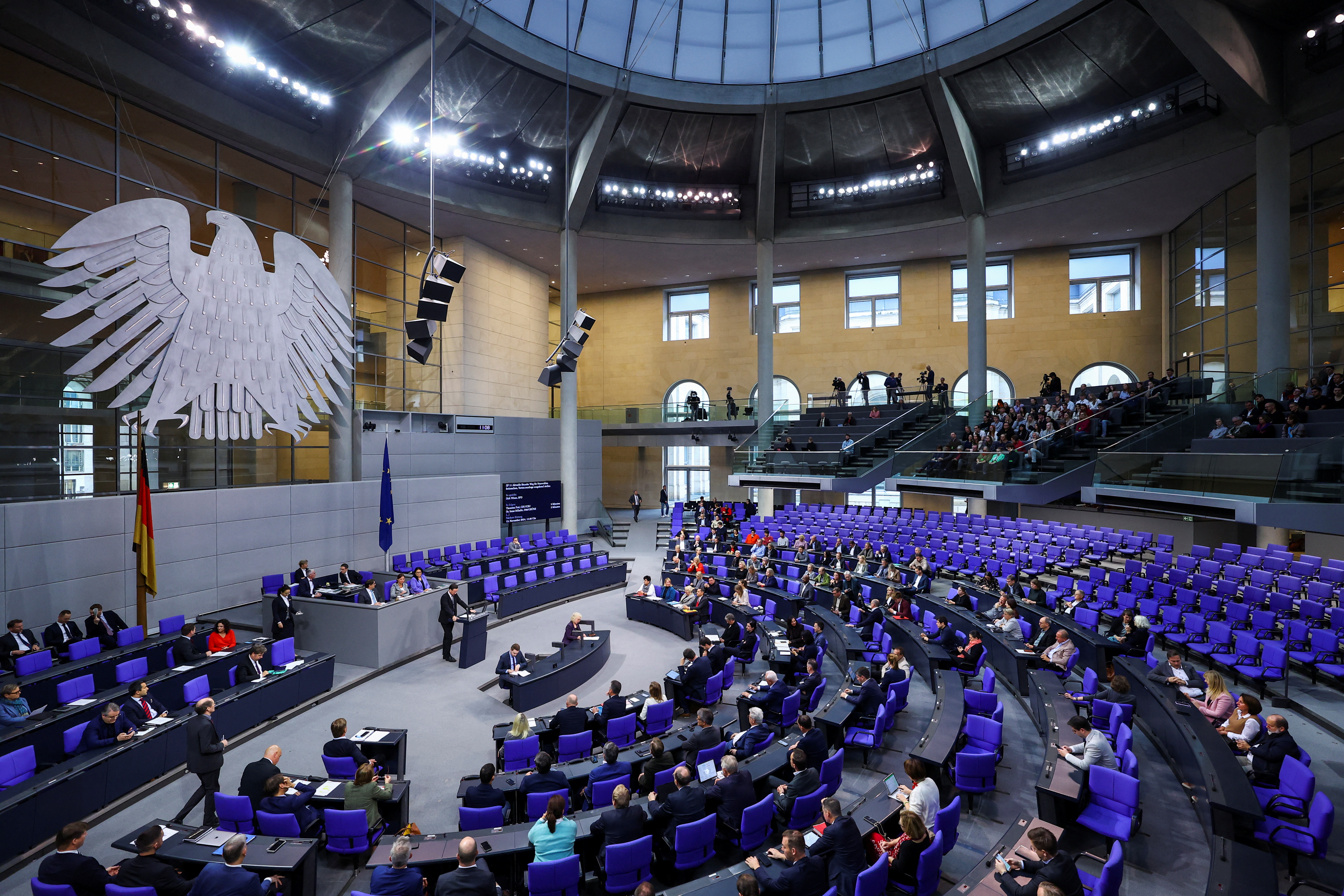 A general view of the debate about possible snap polls in Germany, at the German lower house of parliament Bundestag, in Berlin
